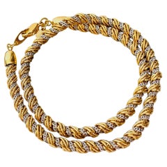 Monet Vintage Rare Silver Gold Spiral Twist Interlinked Rope Chain Necklace