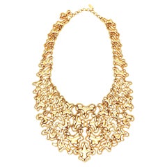 Monet Vintage Sculptural Gold Tone Bib Abstract Design Necklace