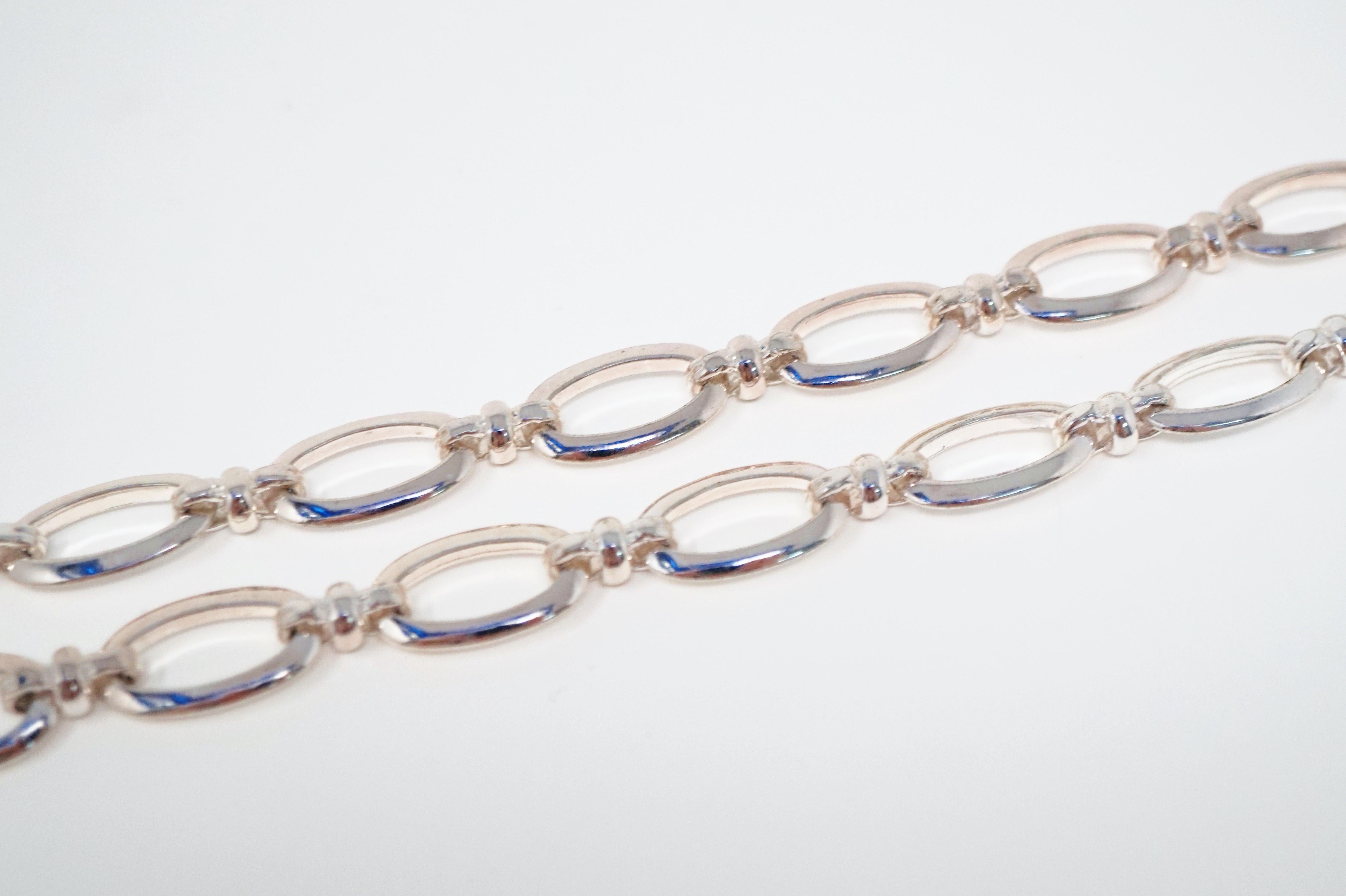 Monet Vintage Silver Chunky Chain Necklace with Branded Toggle Clasp 2
