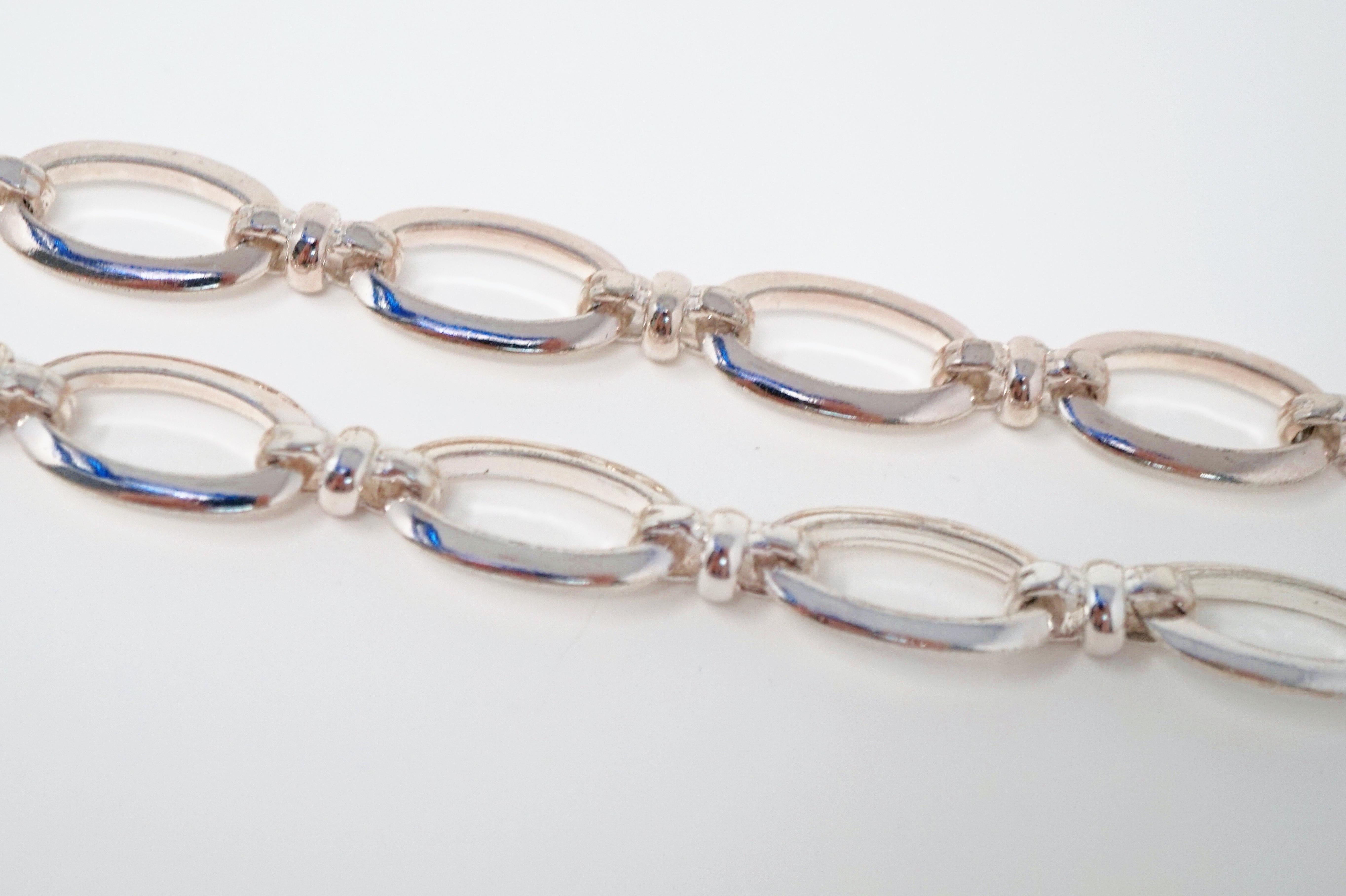 Monet Vintage Silver Chunky Chain Necklace with Branded Toggle Clasp 3