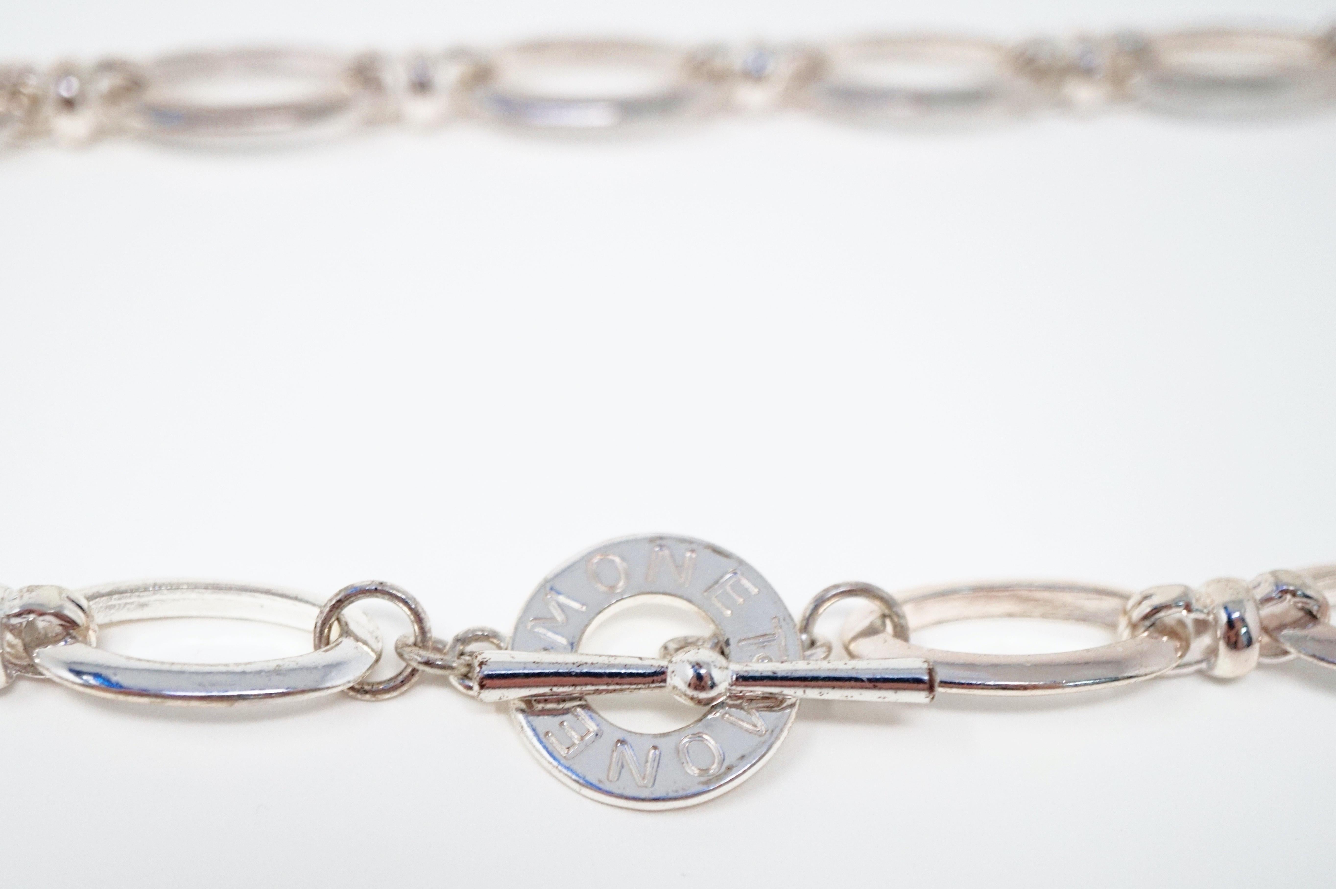 Modern Monet Vintage Silver Chunky Chain Necklace with Branded Toggle Clasp