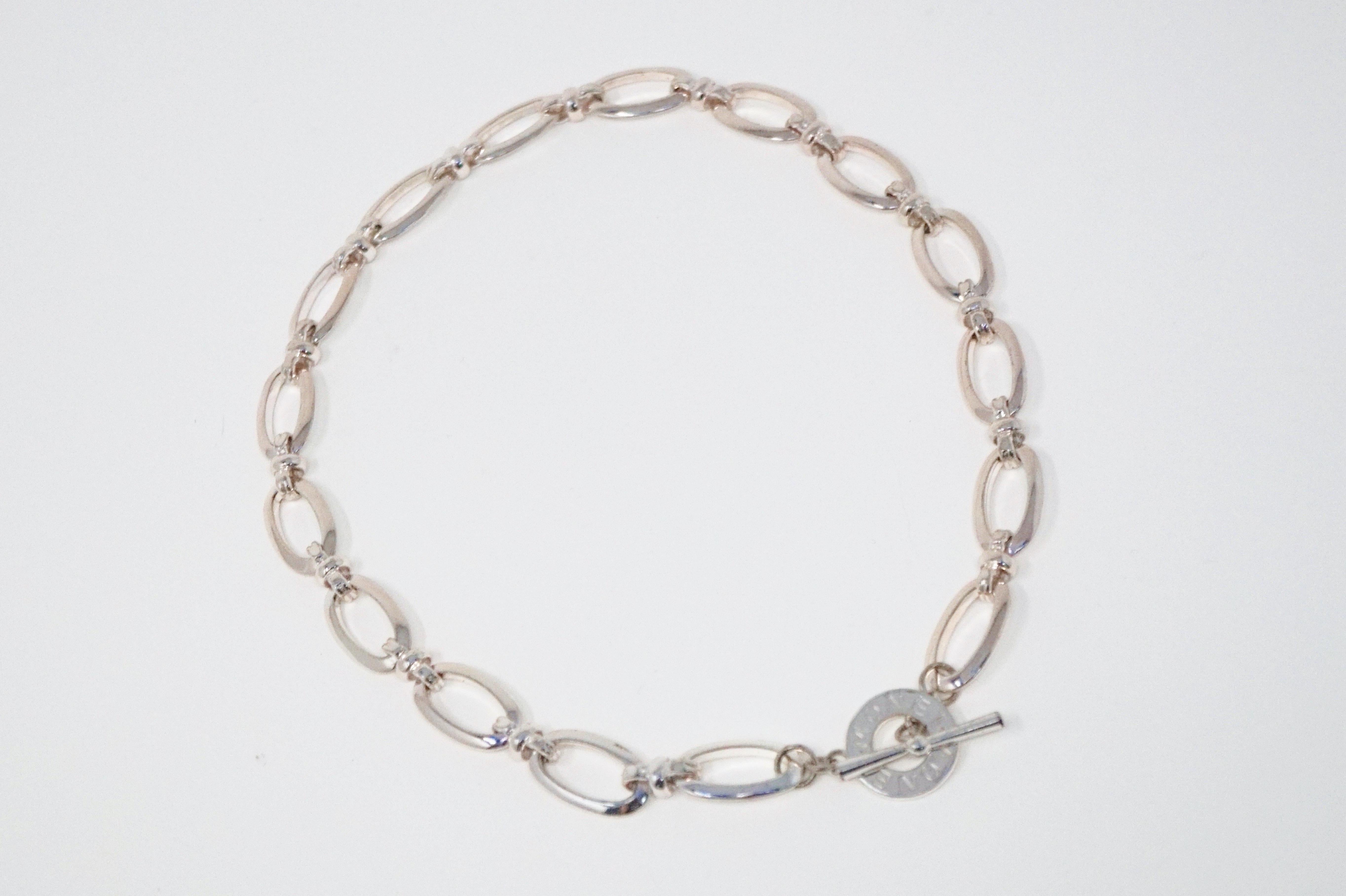 Monet Vintage Silver Chunky Chain Necklace with Branded Toggle Clasp In Good Condition In McKinney, TX