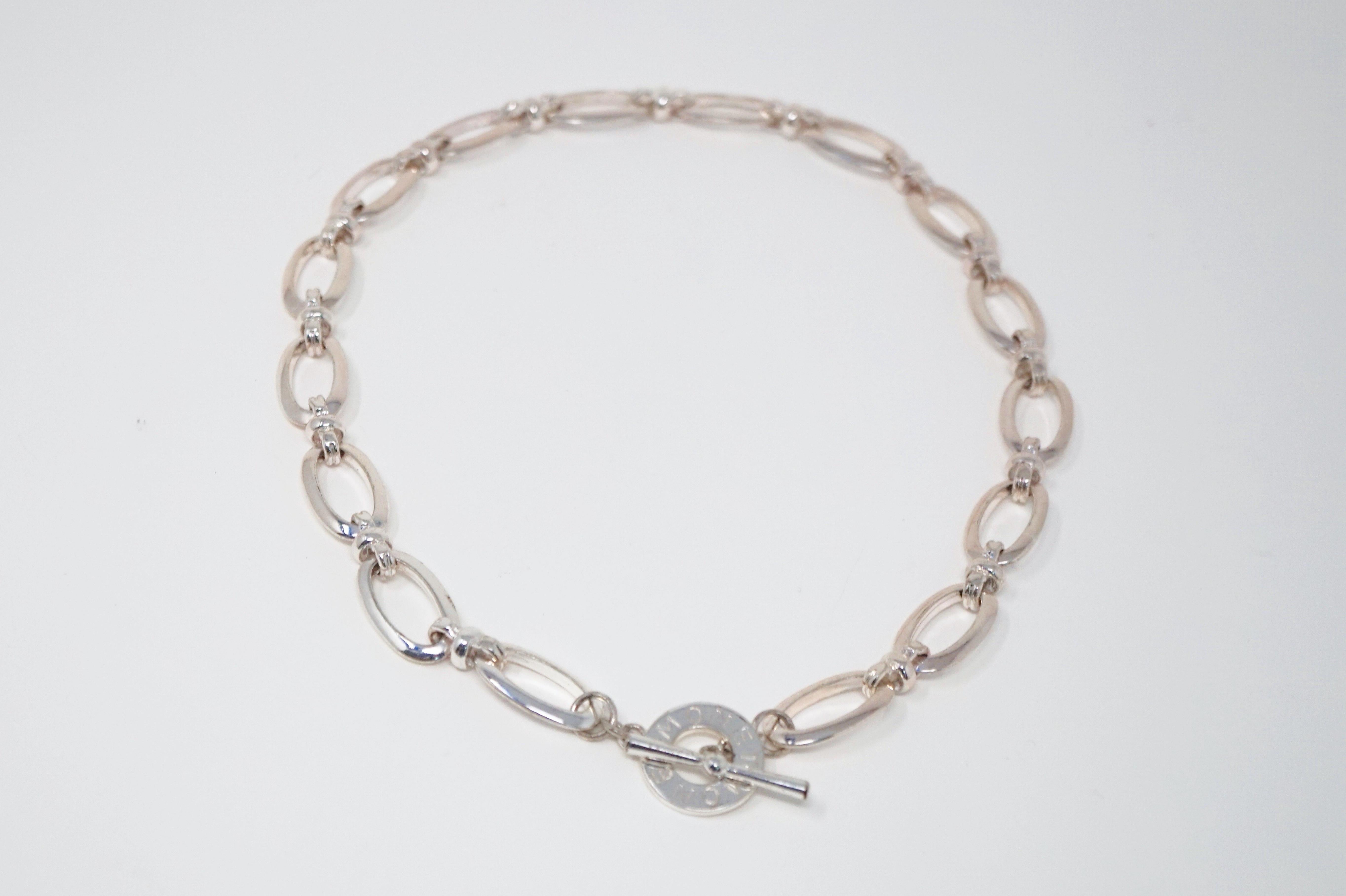 Women's Monet Vintage Silver Chunky Chain Necklace with Branded Toggle Clasp