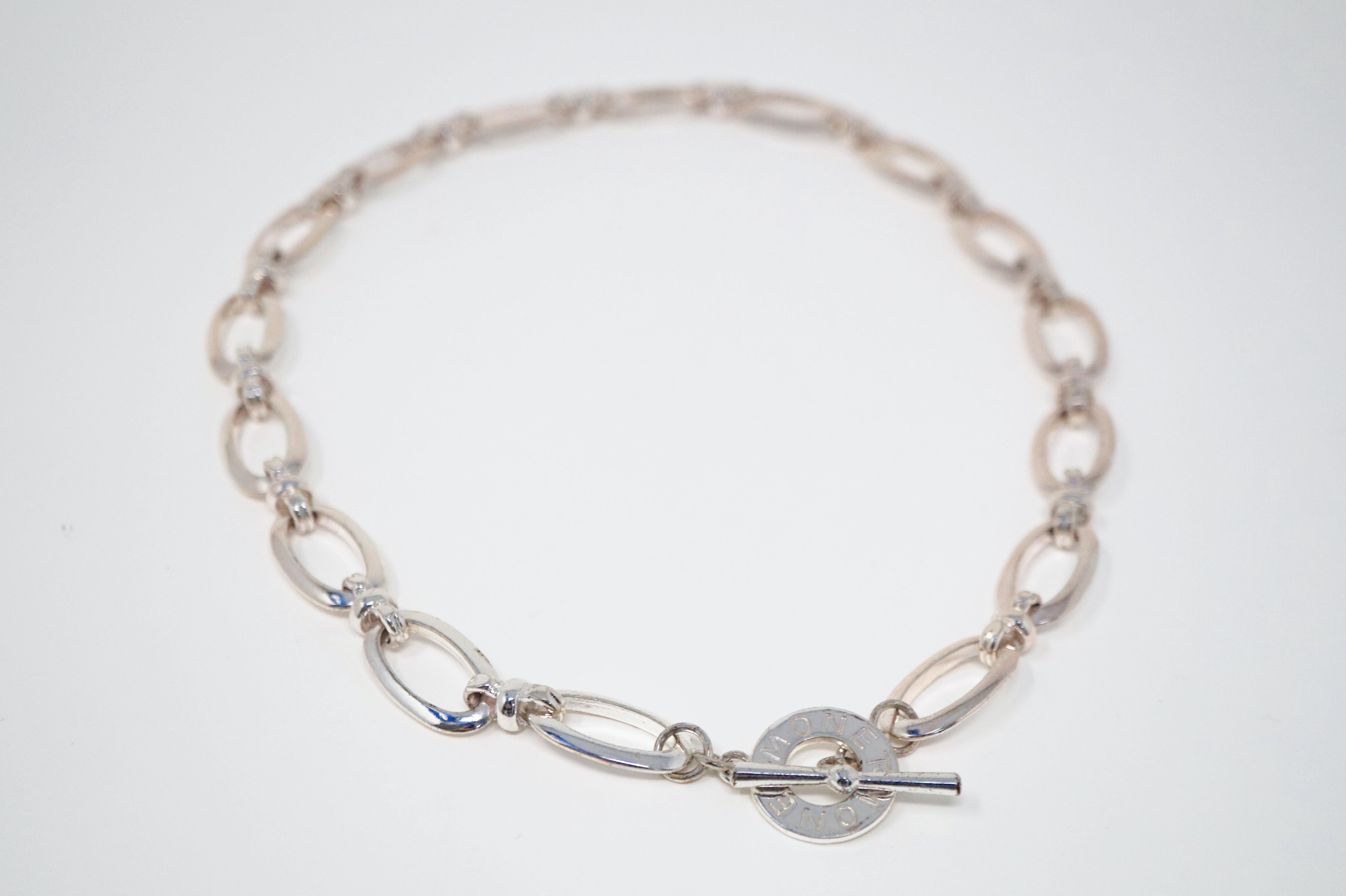 Monet Vintage Silver Chunky Chain Necklace with Branded Toggle Clasp 1