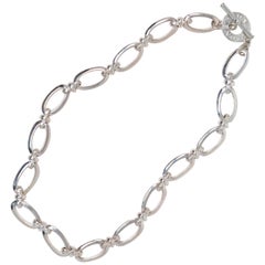 Monet Vintage Silver Chunky Chain Necklace with Branded Toggle Fermeture