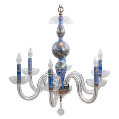Lirios de agua Monet Lámpara de cristal decoupage azul / plateado