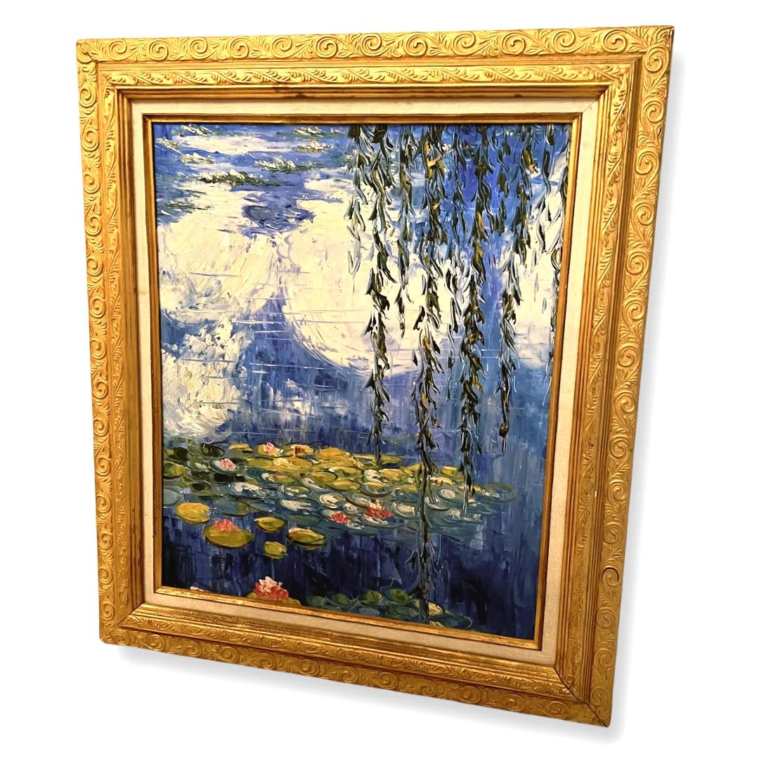 Painted Monet Water Lillies Style Oil Painting For Sale