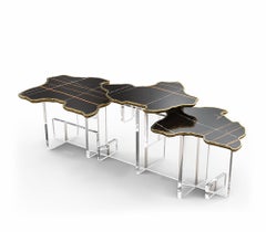 Monet XL Side Table with Casted Brass and Marble Top and Acrylic Base