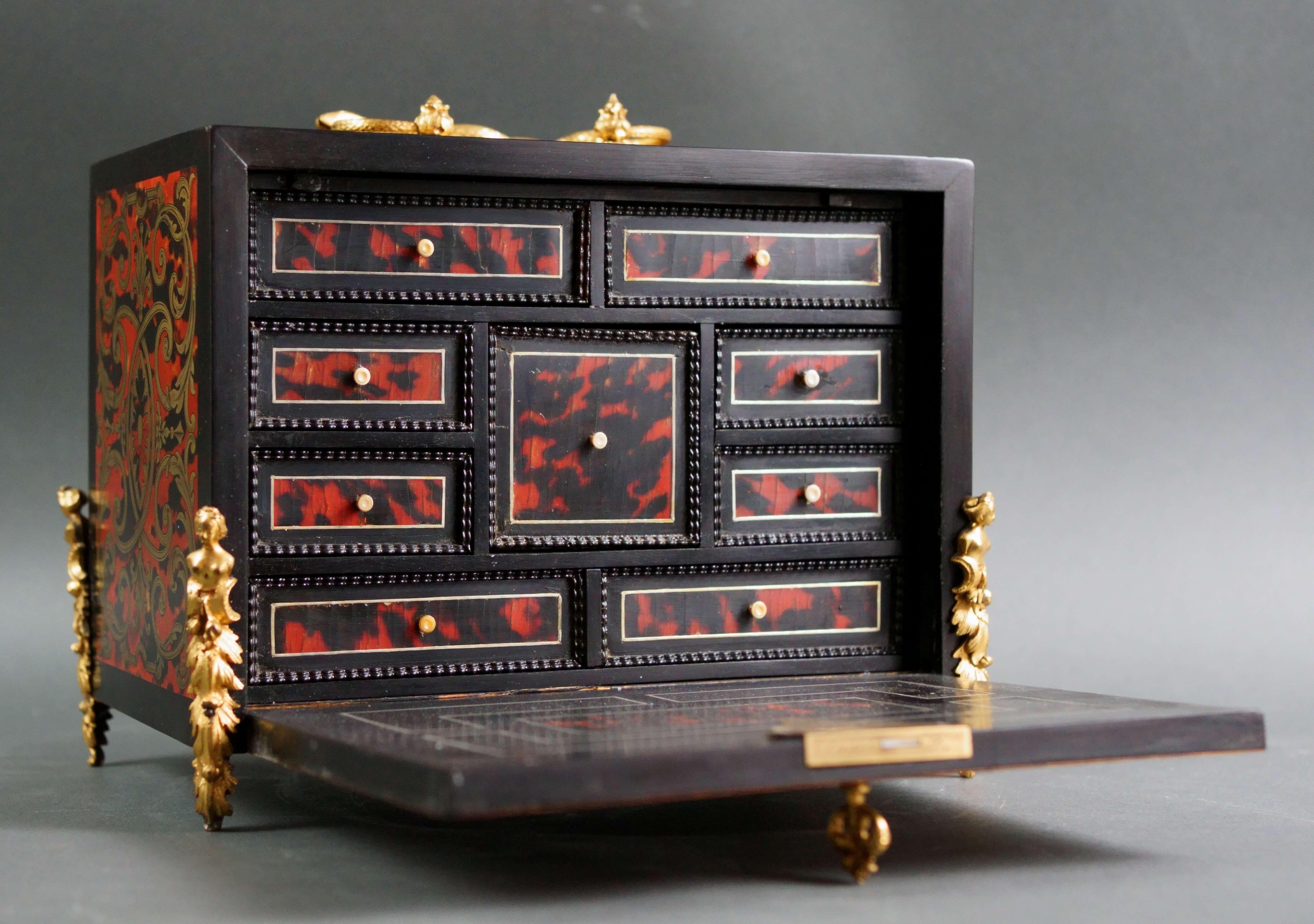 French Marqueterie Boulle coin cabinet signed 