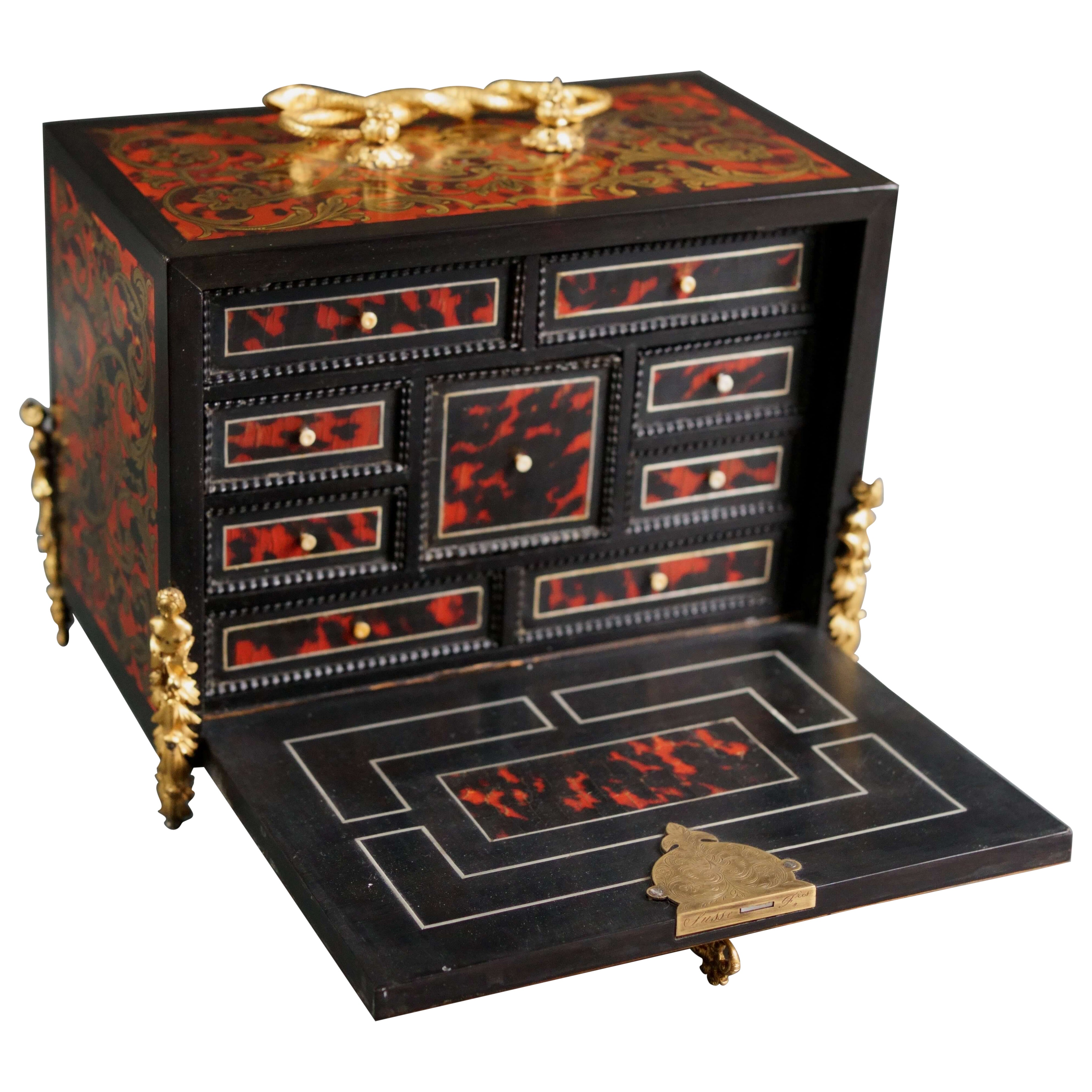 Marqueterie Boulle coin cabinet signed "SUSSE Frères" Napoleon III era For Sale