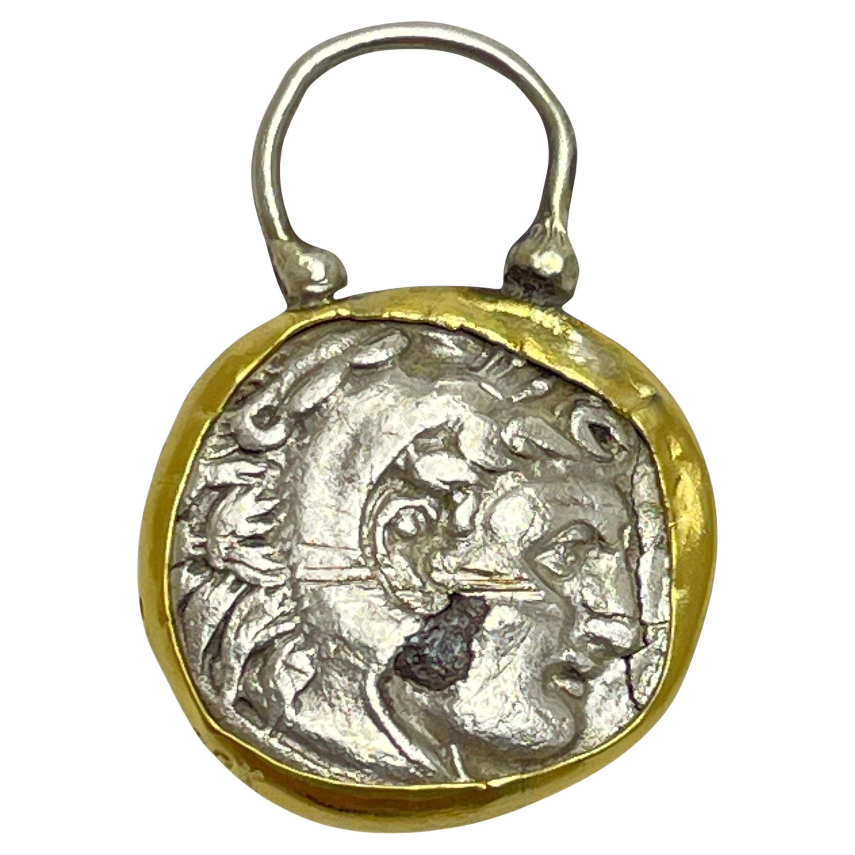 MONETY 22k gold bezel ancient Greek coin charm by DOROTA LASAK
