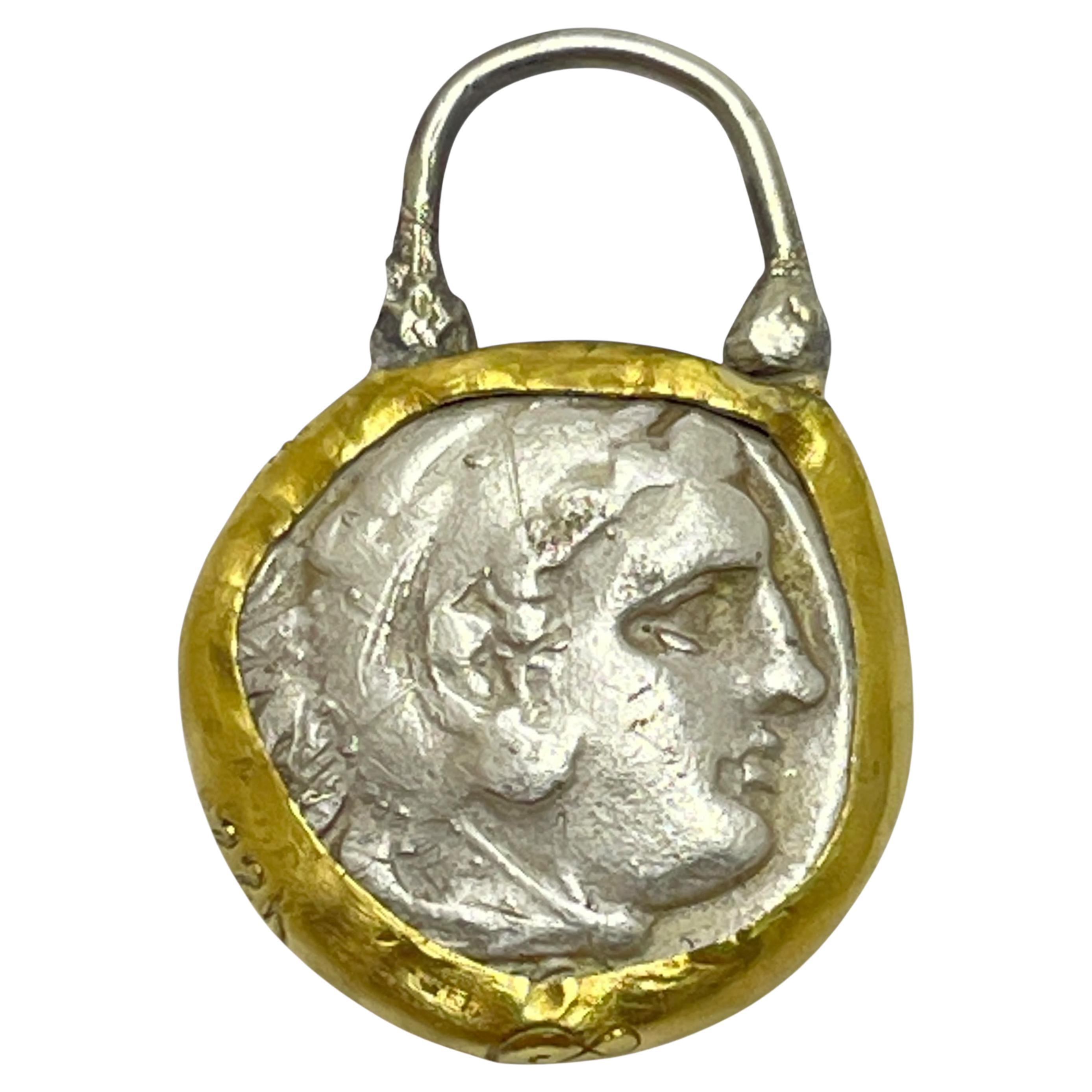 MONETY 22k gold bezel ancient Greek coin charm by DOROTA LASAK