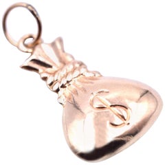 Money Bag Charm 14 Karat Yellow Gold