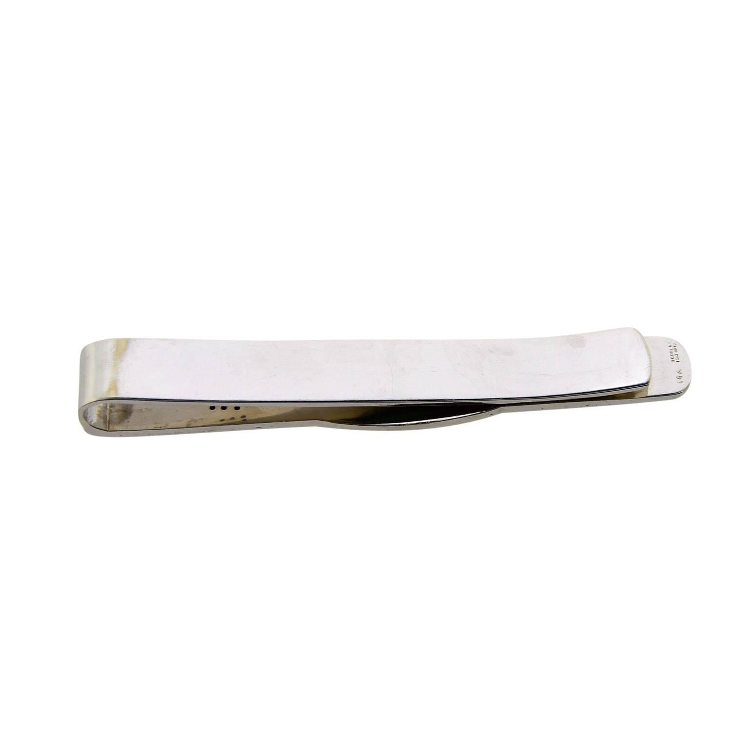 Marquise Cut Money Clip in 14 Karat Solid White Gold with Jade and Diamonds May 13th... For Sale
