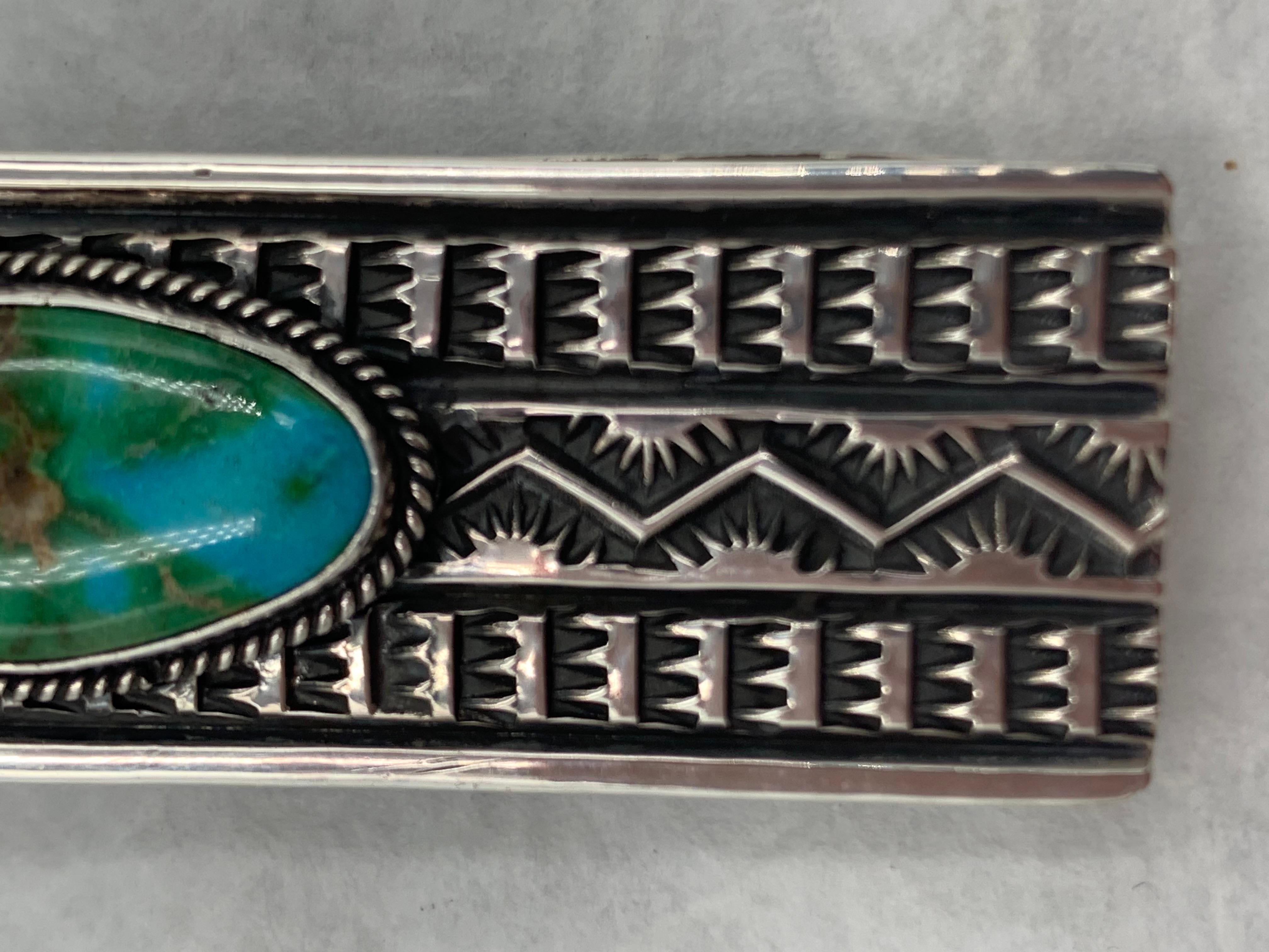 Money Clip with Blue Gem Turquoise & Sterling Silver by Sunshine Reeves For Sale 7