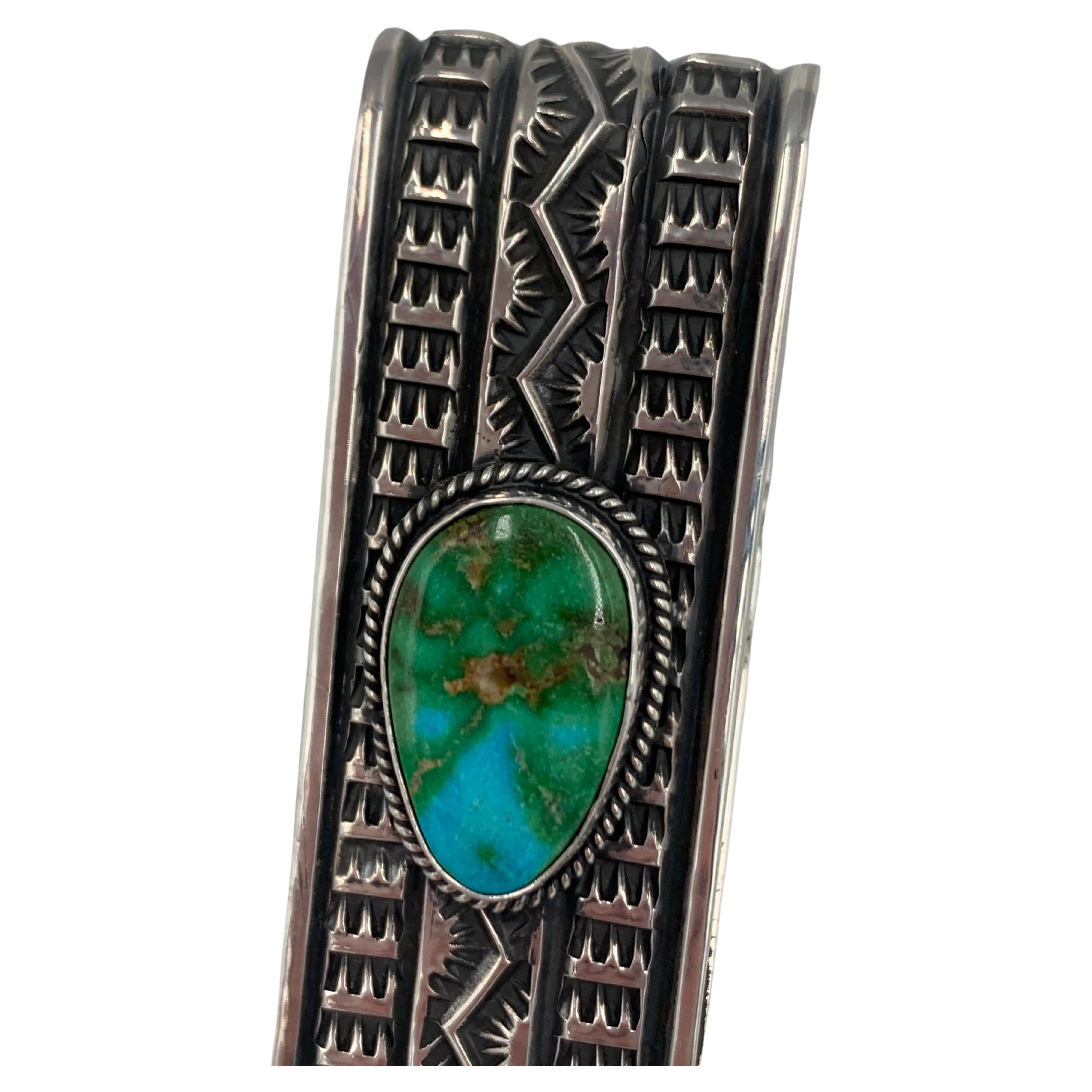 Money Clip with Blue Gem Turquoise & Sterling Silver by Sunshine Reeves For Sale 1
