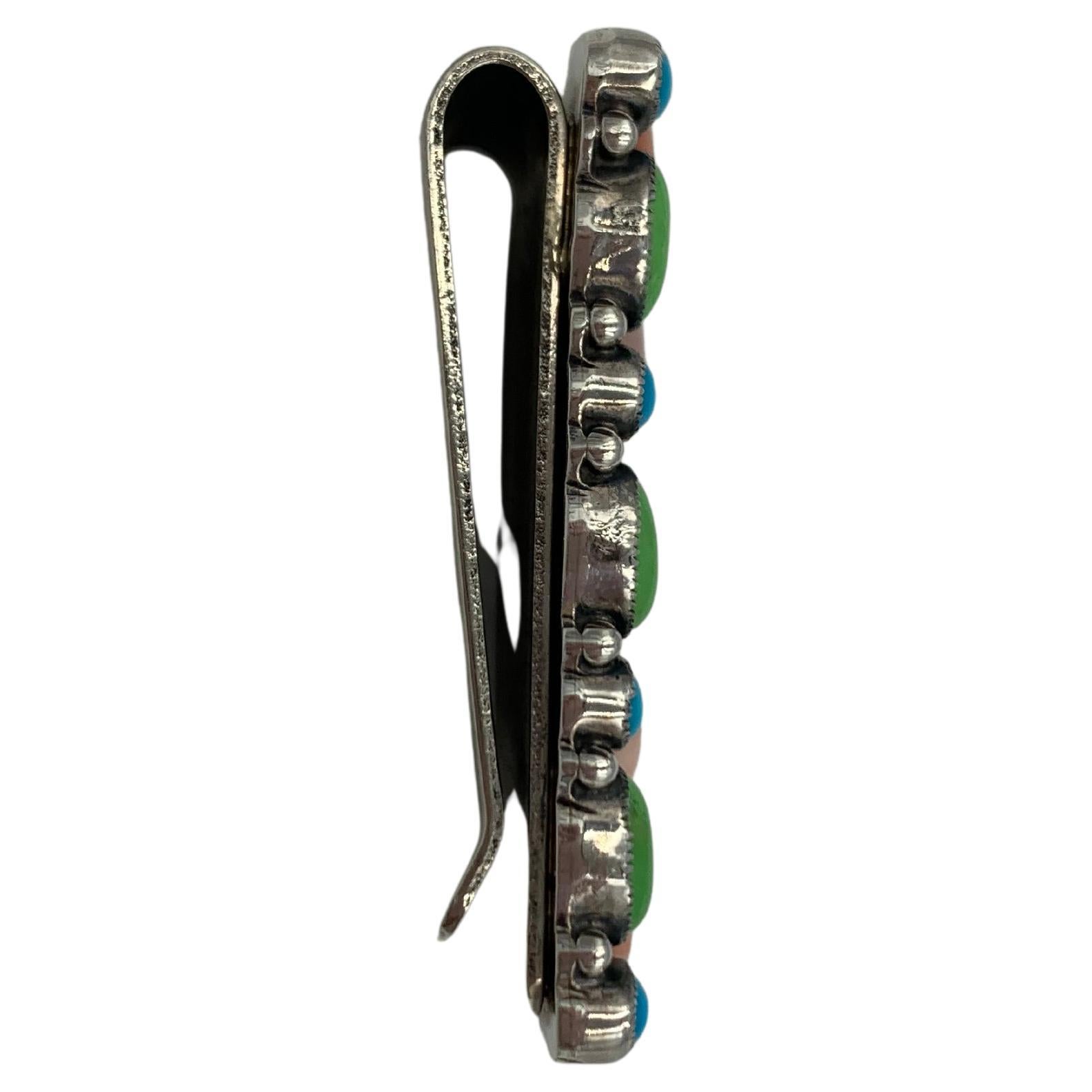 Women's or Men's Money Clip with Multiple Stones & Sterling Silver by Don Lucas For Sale
