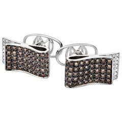 Money Clips 18 Karat White Gold and Diamond Cufflinks