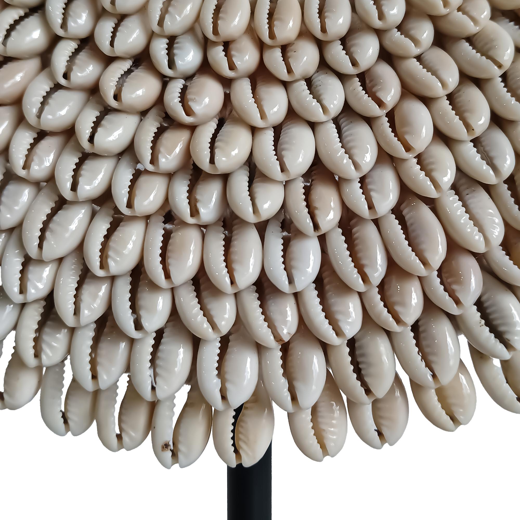 Contemporary Money Cowrie & Macramé Necklace on Stand, Papua New Guinea For Sale