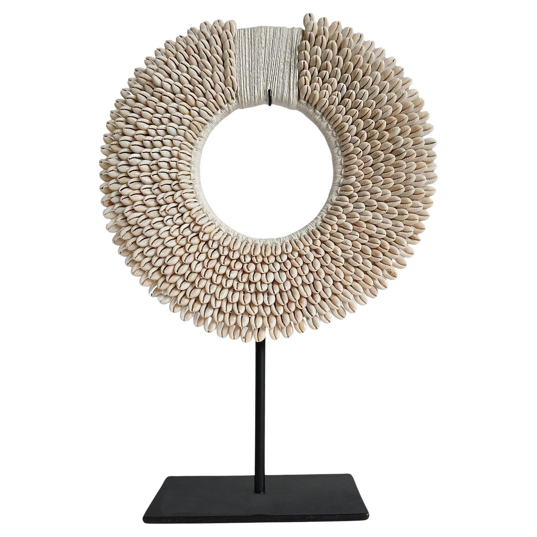 Money Cowrie & Macramé Necklace on Stand, Papua New Guinea