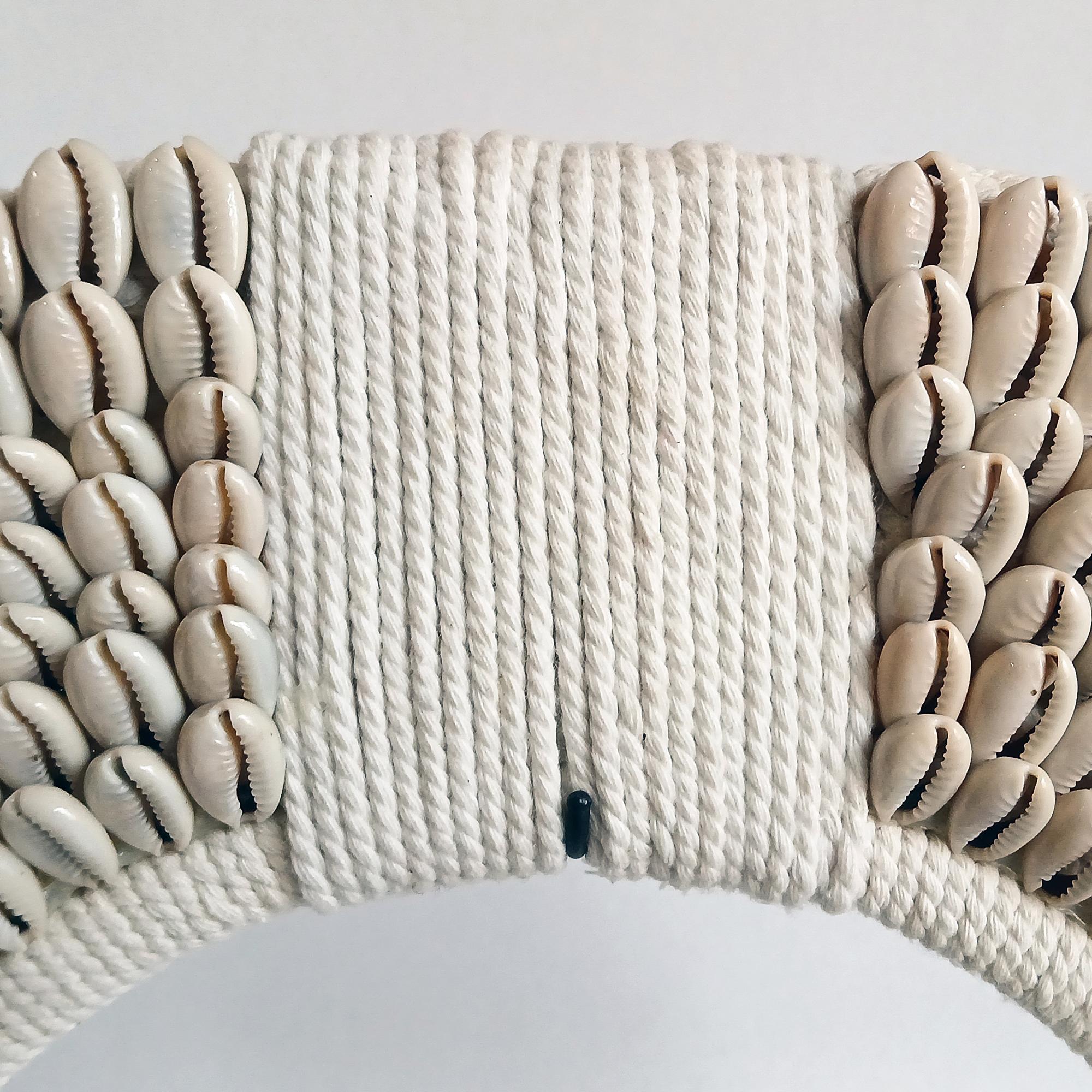 Money Cowrie & Macramé Necklace on Stand, Papua New Guinea In Good Condition For Sale In New York, NY