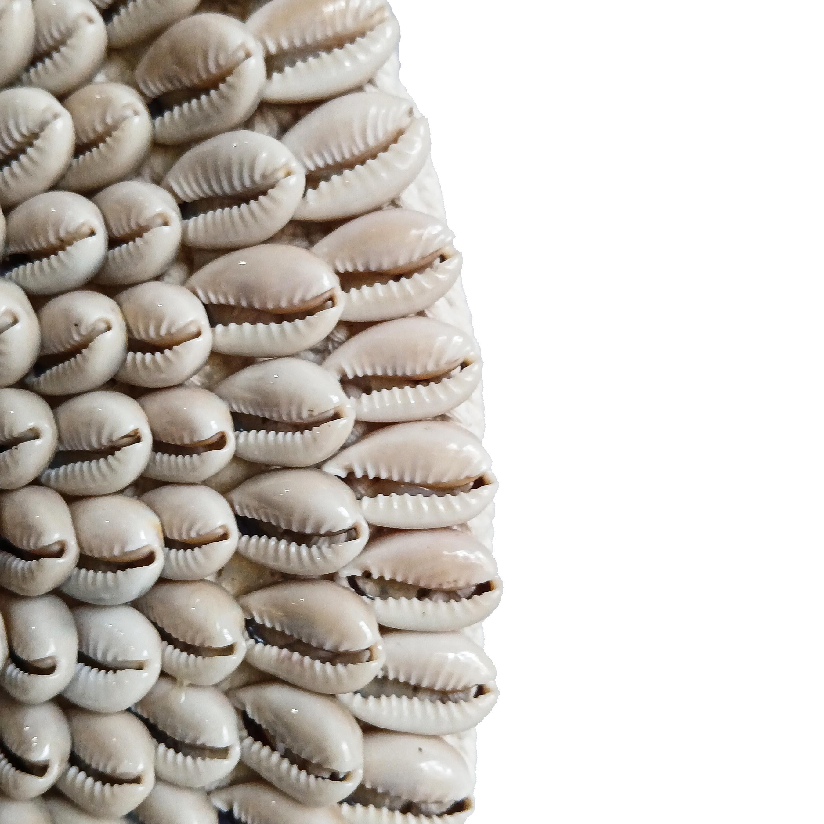 Contemporary Money Cowrie & Macramé Necklace on Stand, Papua New Guinea For Sale