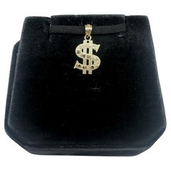 Colgante de signo monetario en oro amarillo de 14 kt - 1 g, se ajusta a una cadena pequeña, estado nuevo