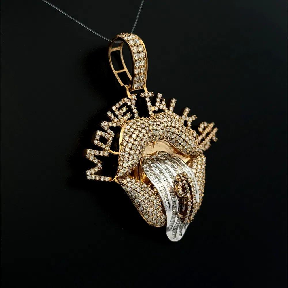 Simply Fabulous! Money Talk$ Diamond 2-Tone Gold Vintage Pendant. Securely Hand set with Baguette and Round Brilliant Cut Pave Diamonds, weighing approx. 4.05tcw. Hand crafted 10K 2-Tone Gold mounting. Pendant measures approx. 2