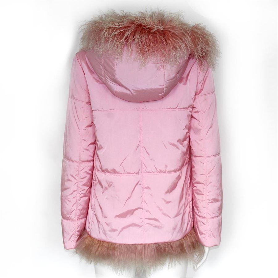 Scervino D Pink color With hood Mongolia fur profiles Two pockets Shoulder/hem length cm 65 (25.5 inches)
