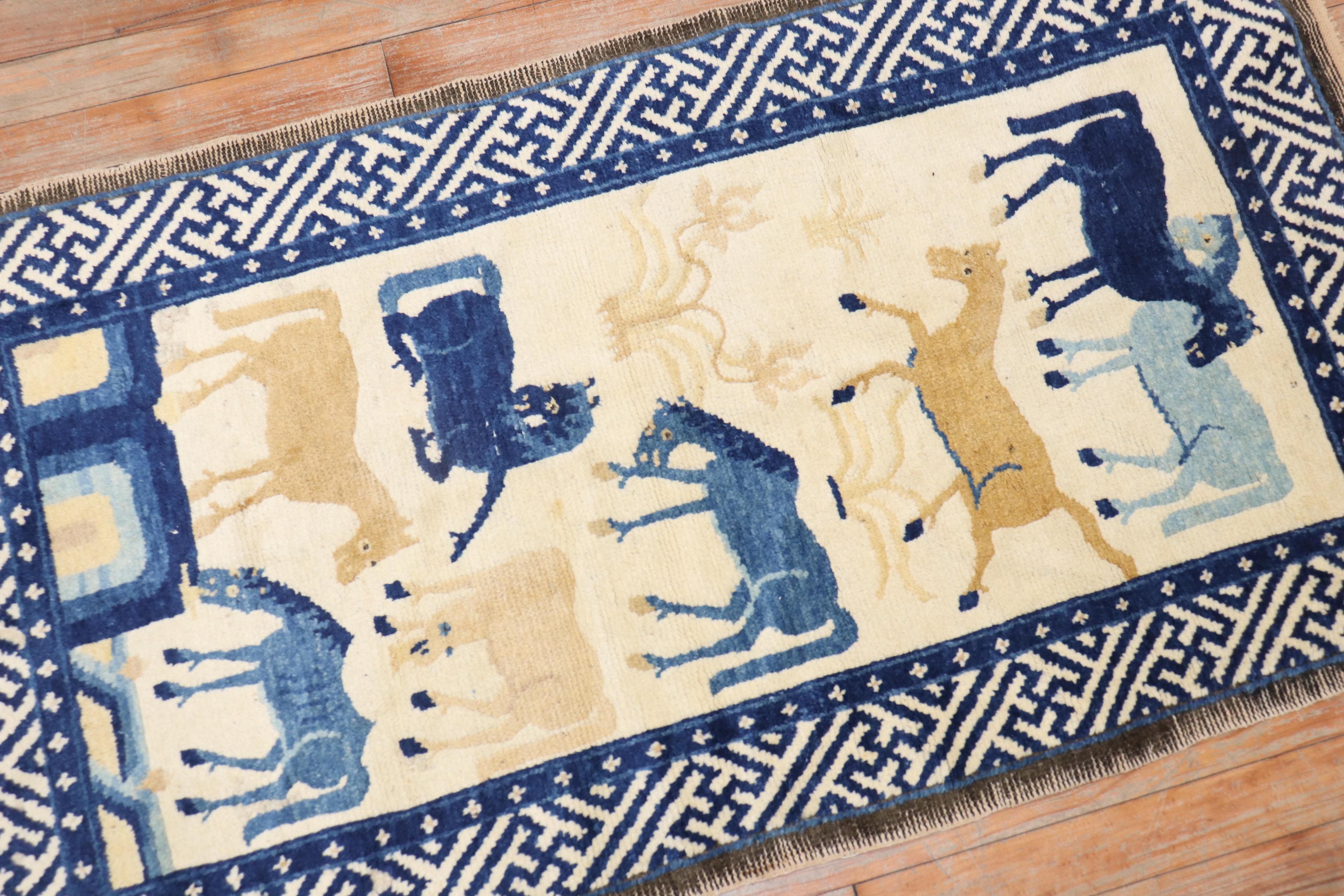 Mongolian Animal Horse Pictorial Rug 2