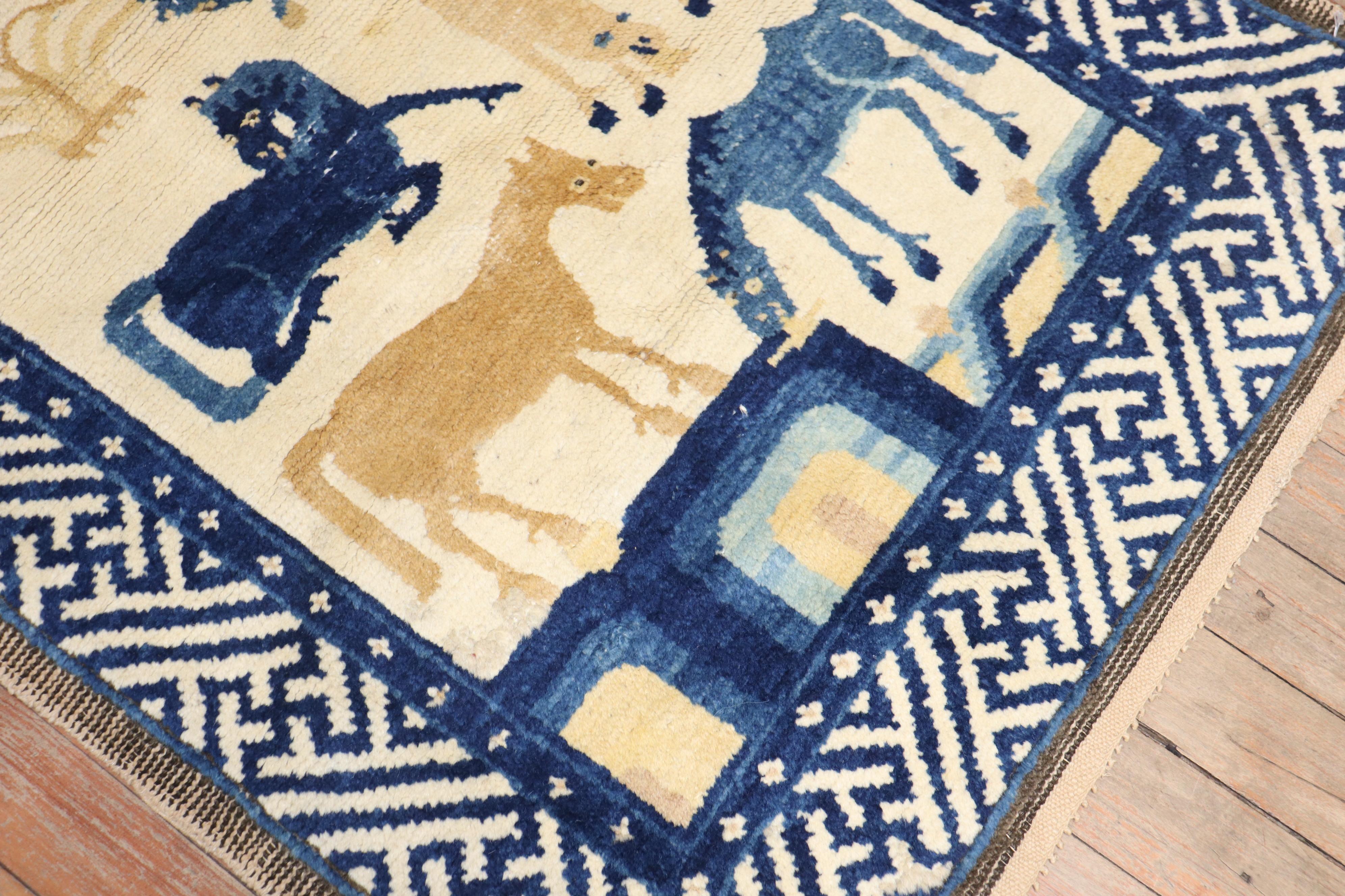 Wool Mongolian Animal Horse Pictorial Rug