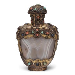 Botella de rapé de ágata bandeada de Mongolia, c. 1900