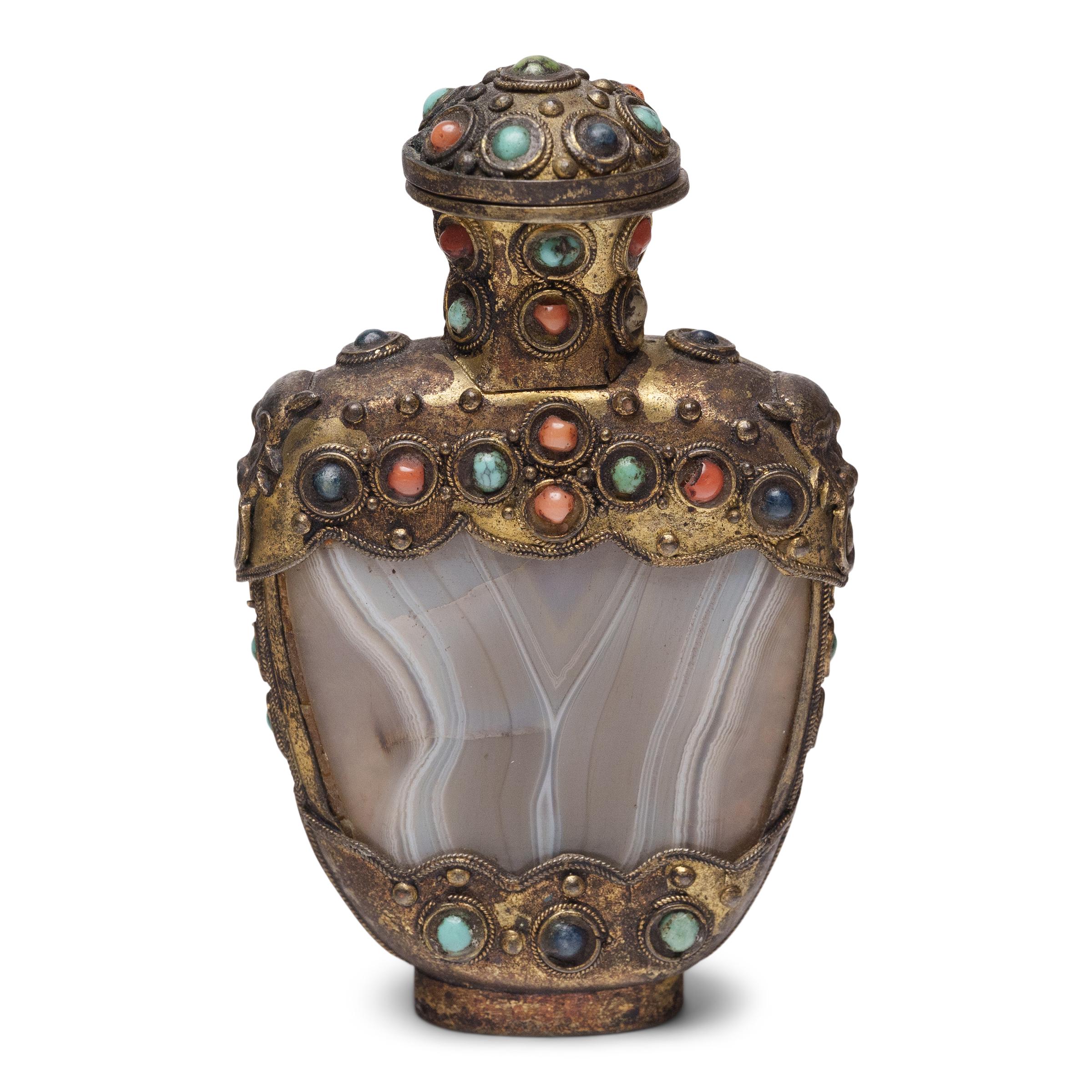 20th Century Mongolian Banded Agate Snuff Bottle, c. 1900