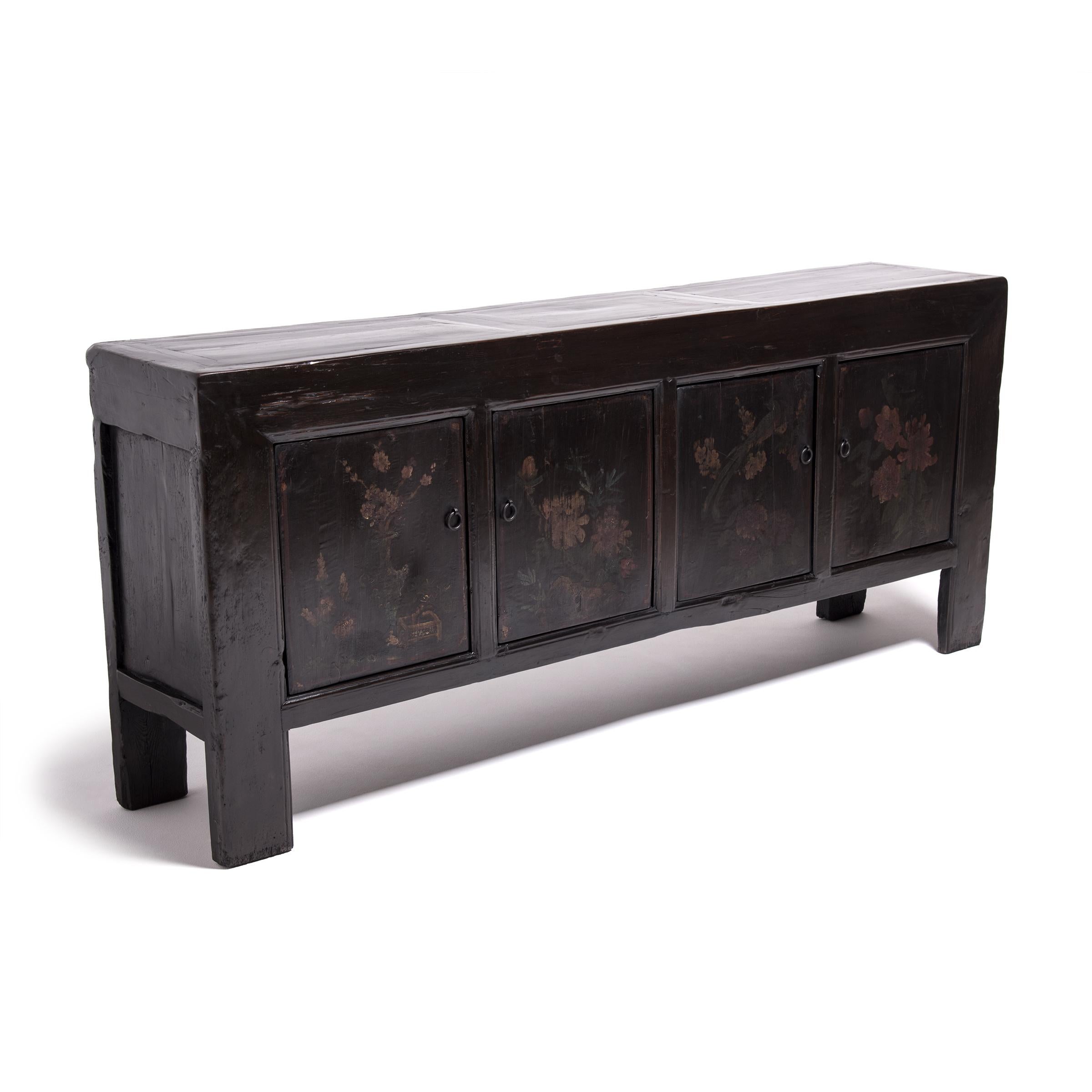 20th Century Mongolian Floral Painted Sideboard