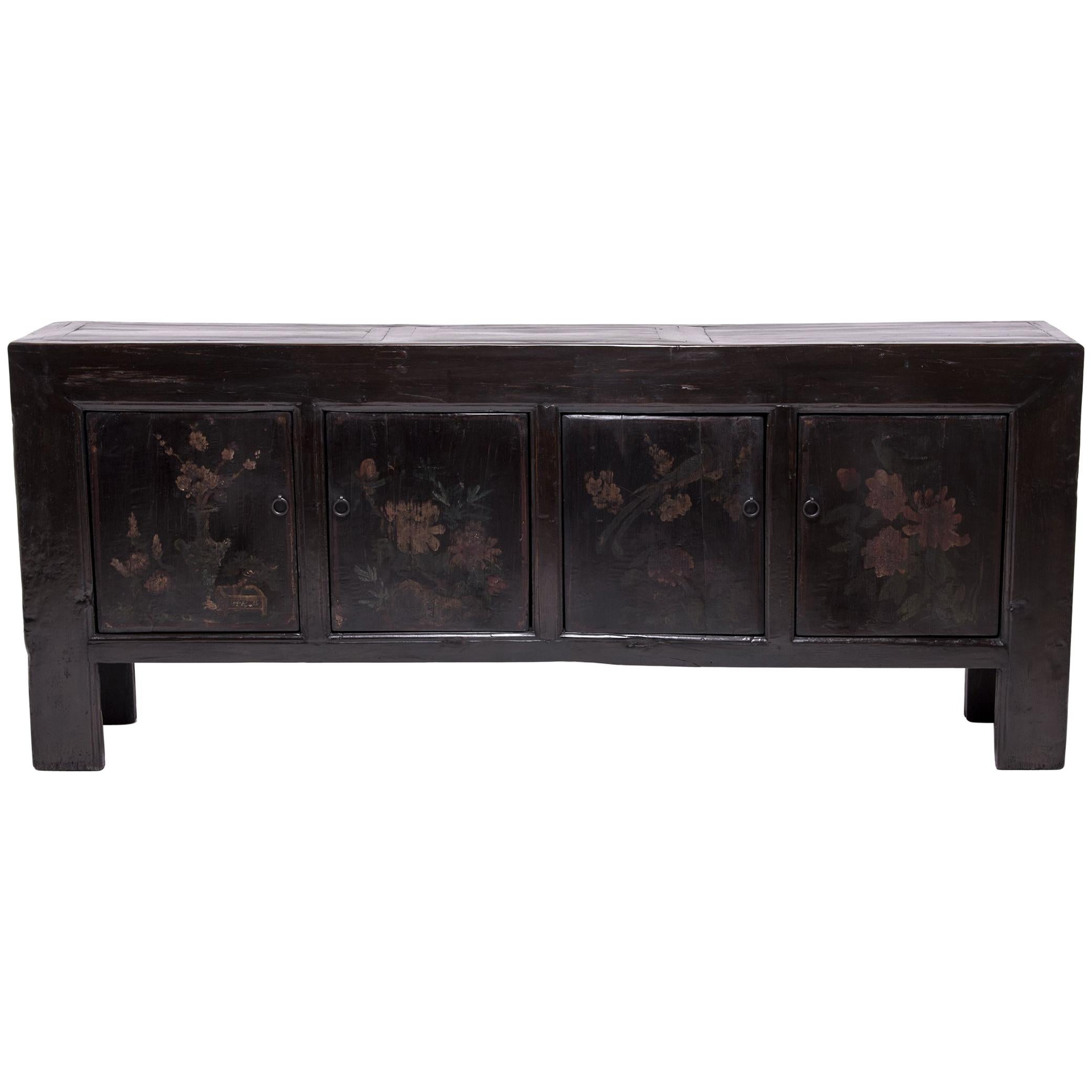 Mongolian Floral Painted Sideboard