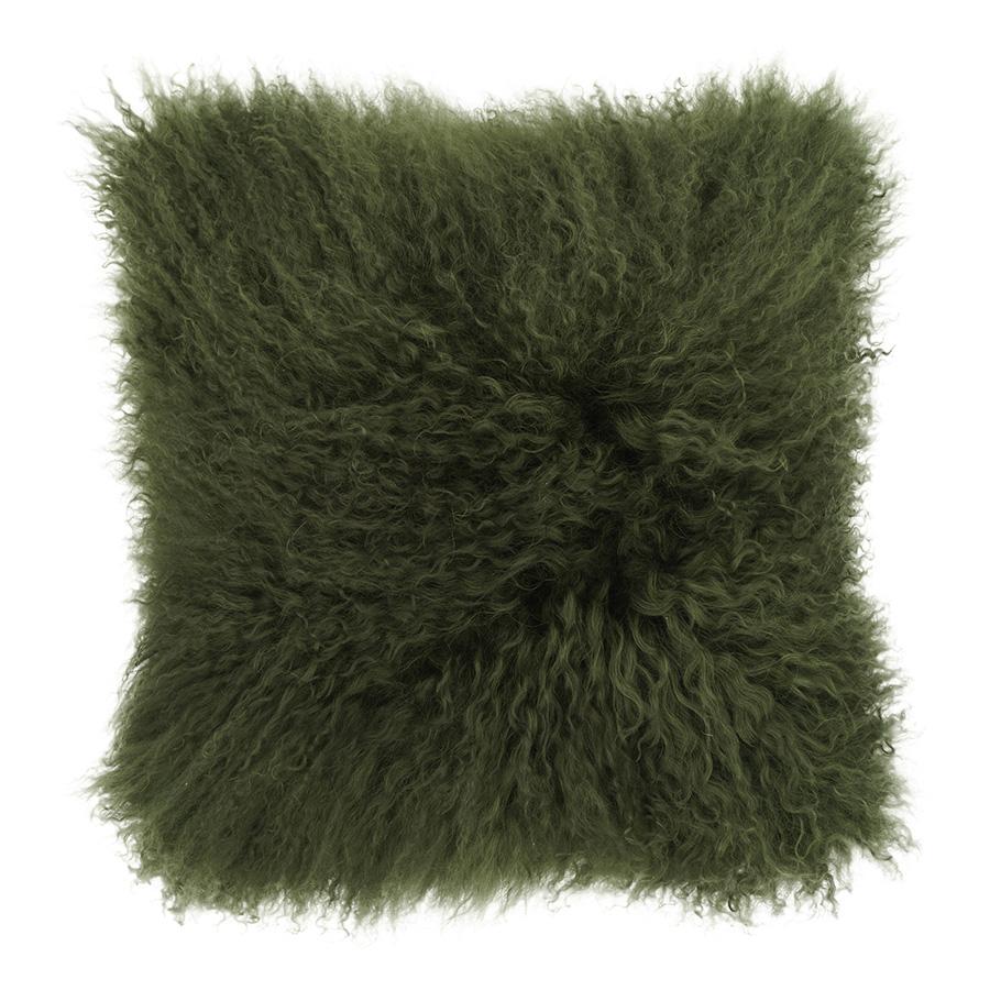 green fur pillow
