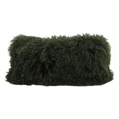 Mongolian Fur Pillow Lumbar Olive Green Custom Make Other Sizes and Colors