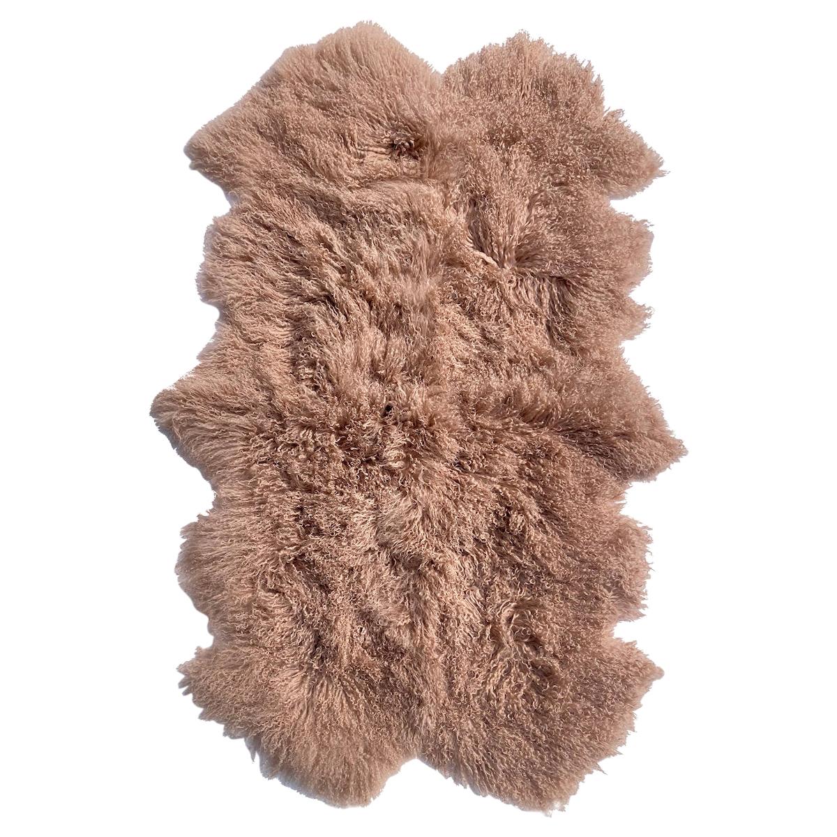 Mongolian Fur Rug Pink Rose Gold