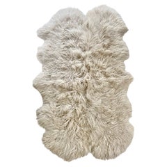 Mongolianischer Schafsfellteppich aus Pelz 100x170cm aus Latte