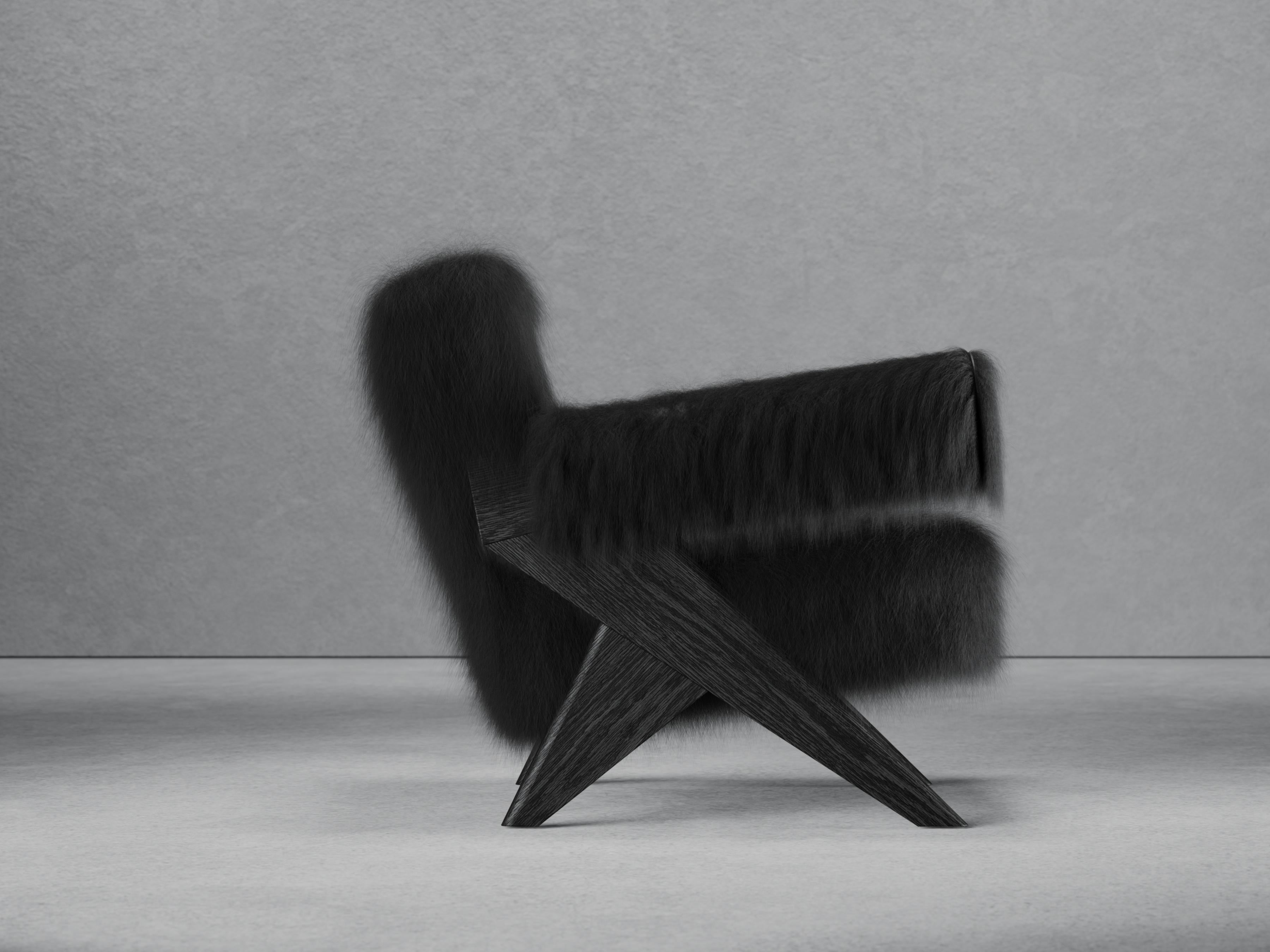 Mongolian Fur Souvenir Armchair by Gio Pagani In New Condition For Sale In Geneve, CH