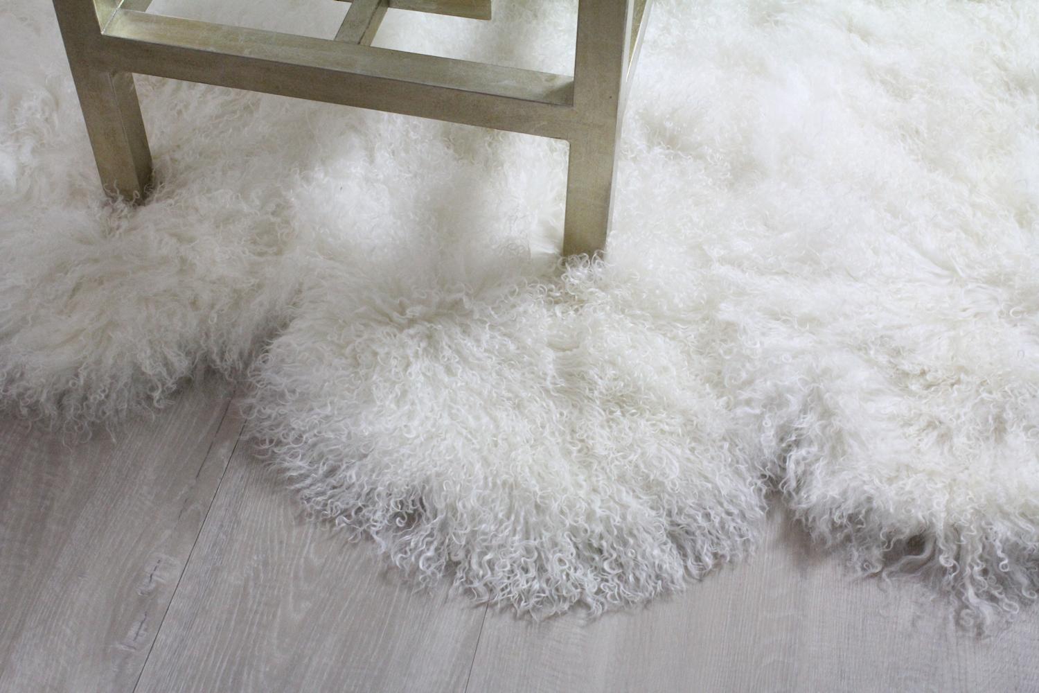 white sheepskin throw