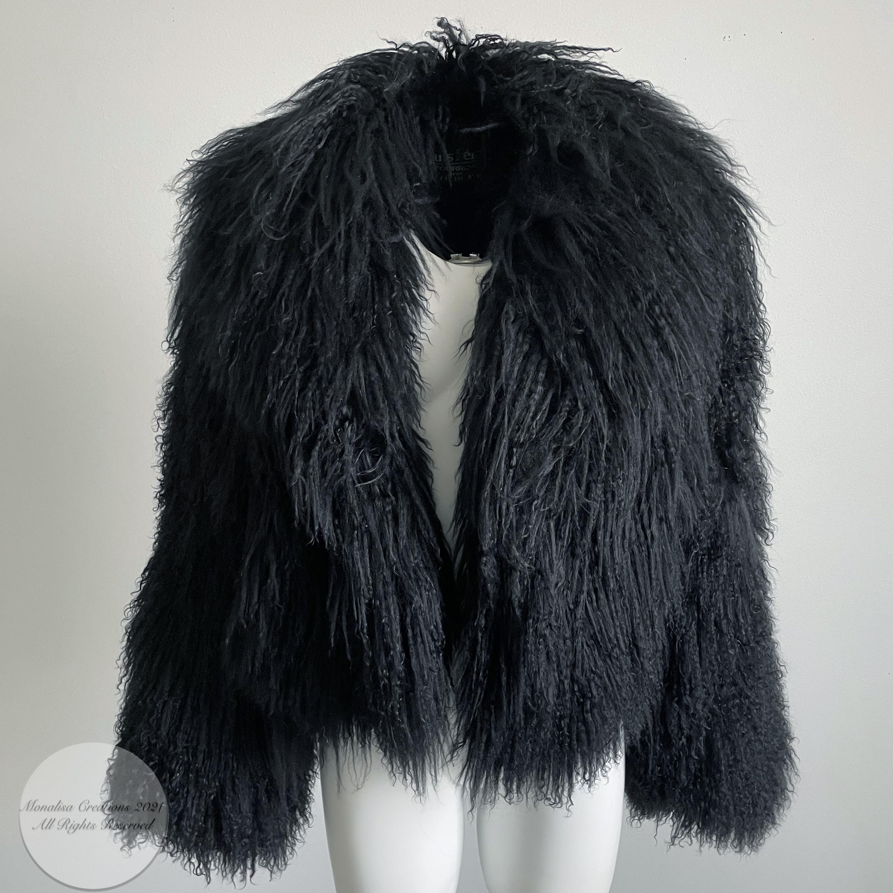 Mongolian Lamb Fur Jacket Louis Feraud for Saks Fifth Avenue Vintage 90s In Good Condition In Port Saint Lucie, FL