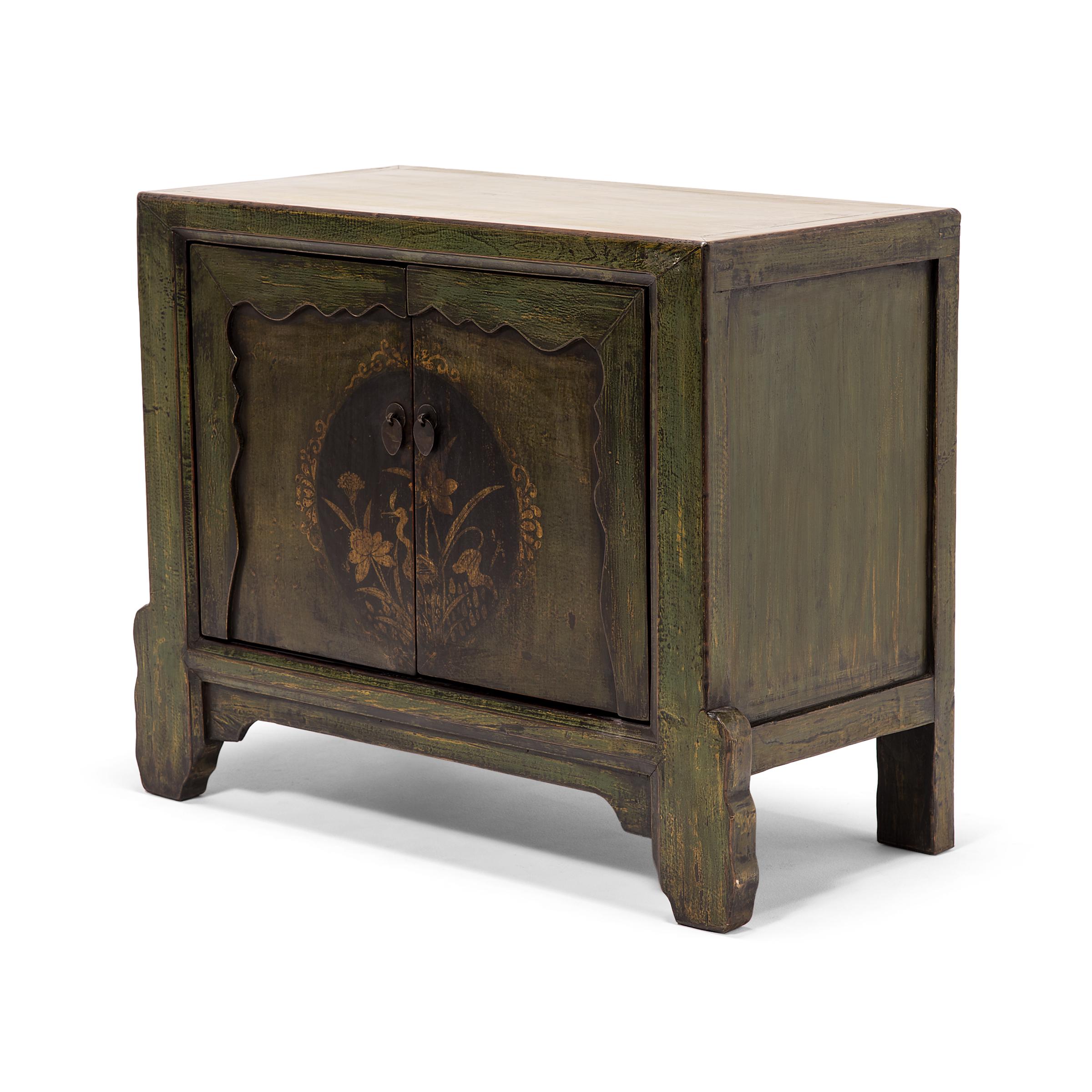 Lacquered Mongolian Lotus Shadow Chest