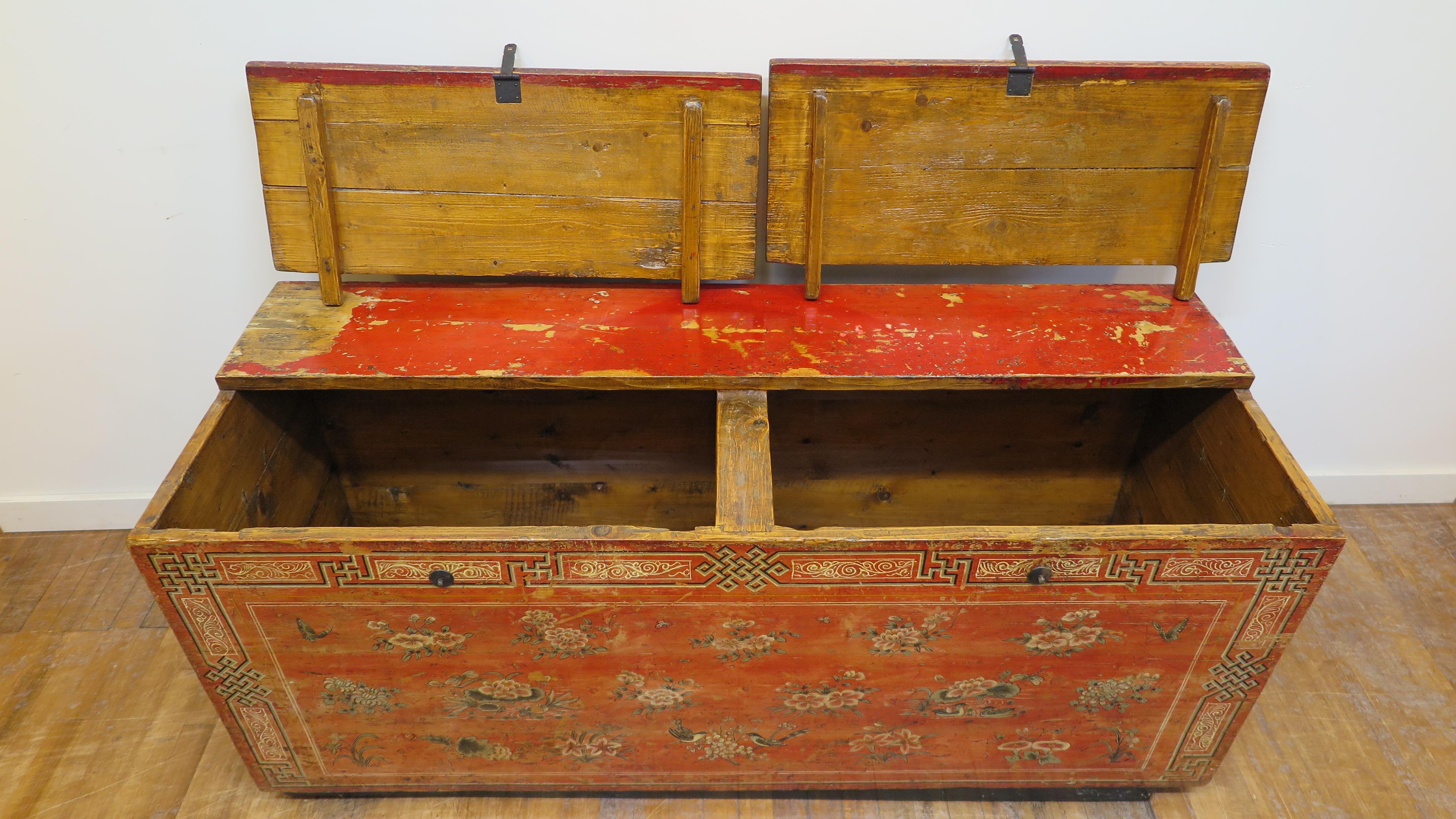 Mongolian Painted Trunk  For Sale 9