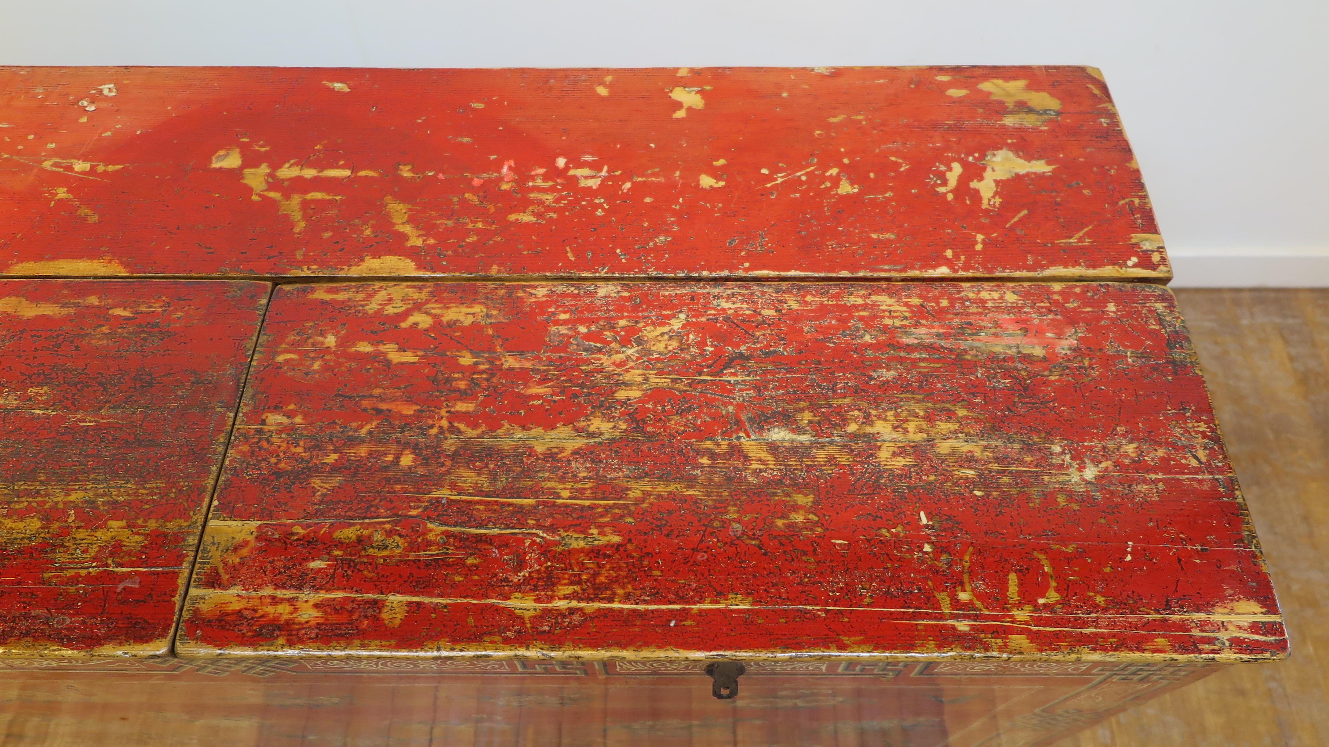 19th Century Mongolian Painted Trunk  For Sale