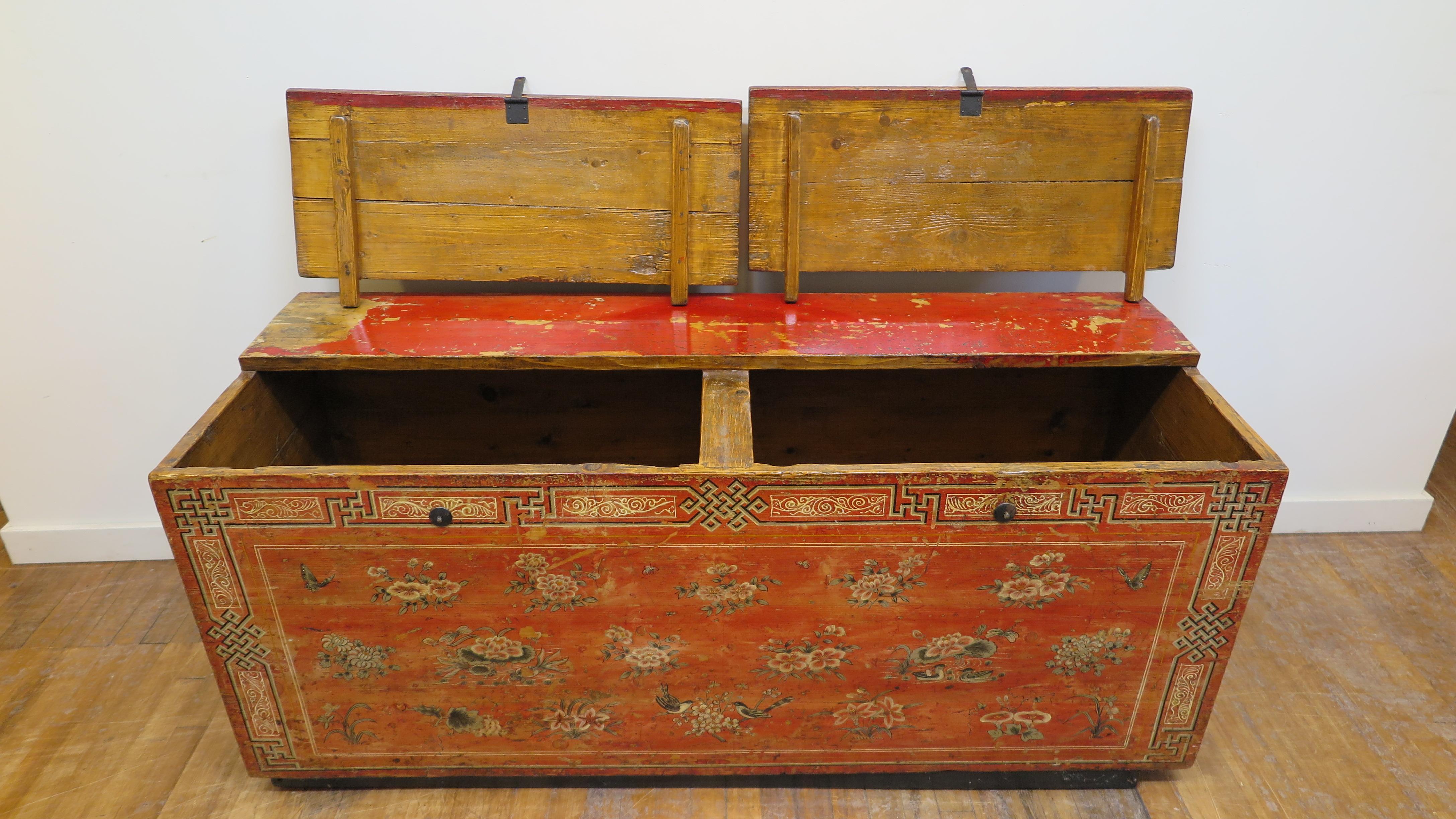Mongolian Painted Trunk  For Sale 2