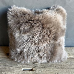 Mongolian Sheepskin Pillow with Insert in Taupe