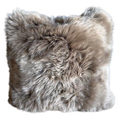 Mongolian Sheepskin Pillow with Insert in Taupe
