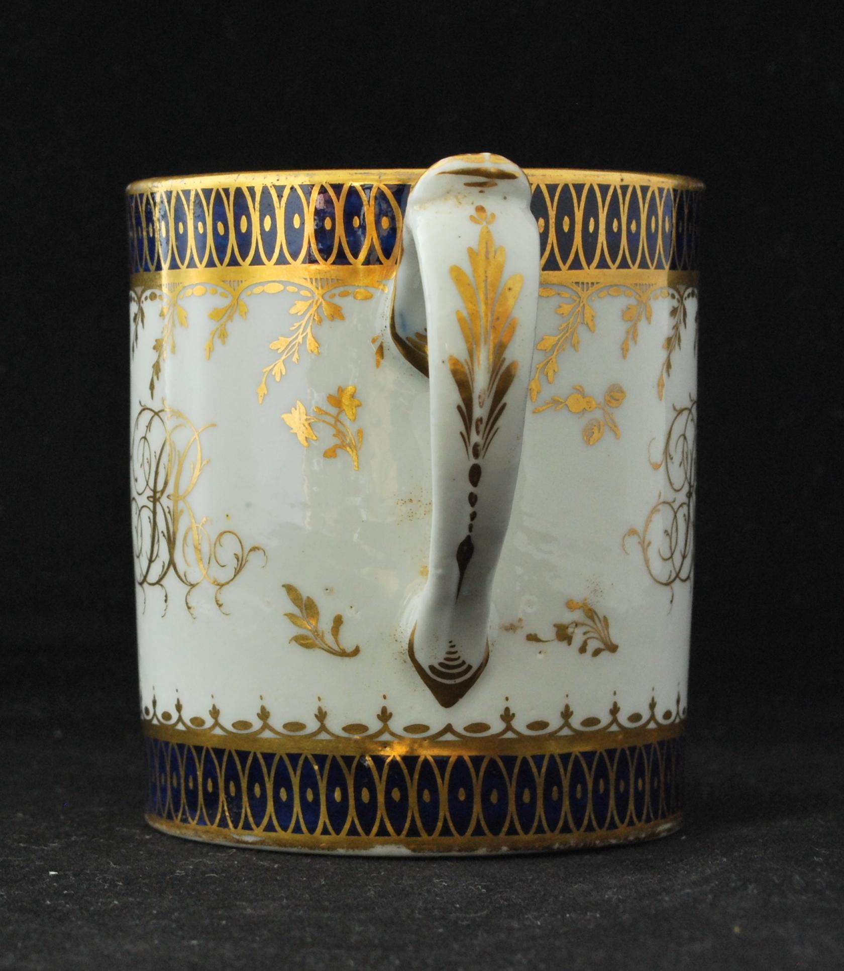 Neoclassical Mongrammed RR Landscape Coffee Can, Chamberlain Worcester, circa 1810 For Sale