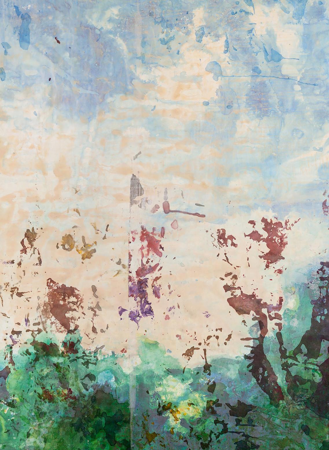 Zeitgenössisches amerikanisches abstrakt-expressionistisches Landschaftsgemälde, Japanischer Siebdruck – Painting von Monica Angle